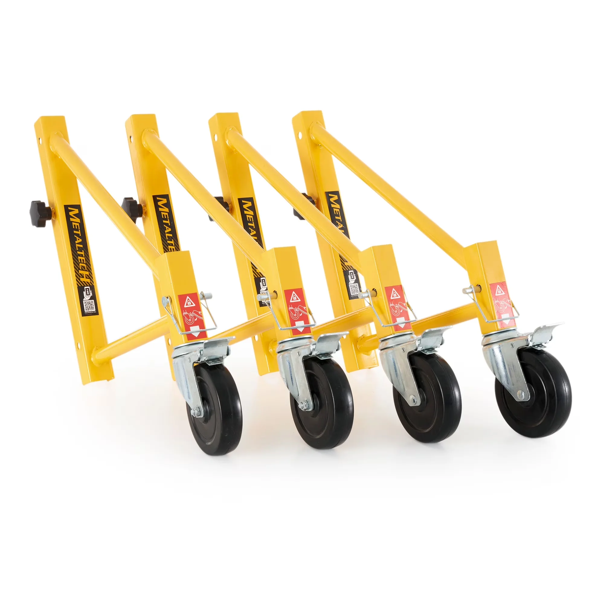 Building Material Versatile with Caster Wheels, 4 Pack, Baker Scaffold Adjustable Outriggers - Yellow Metal Model 223B0A