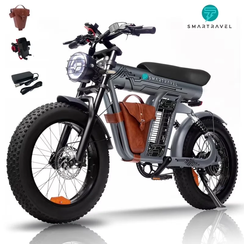 Quality Electric Bike with Battery, 1200W, Adjustable Speed - Gray ST201F Model 1DF367
