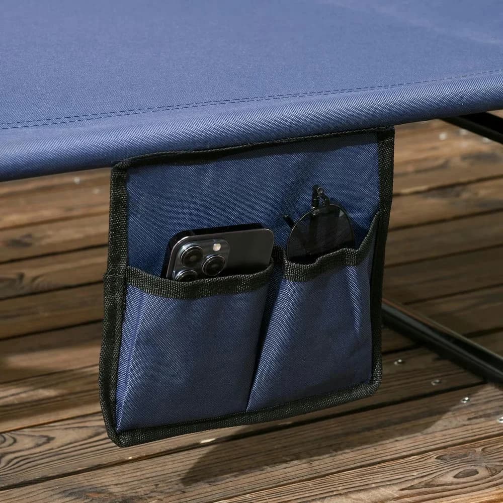 Durable Beach Chair with Folding, 2-Piece Outdoor Tanning Chairs - Dark Blue Model 58BAC7