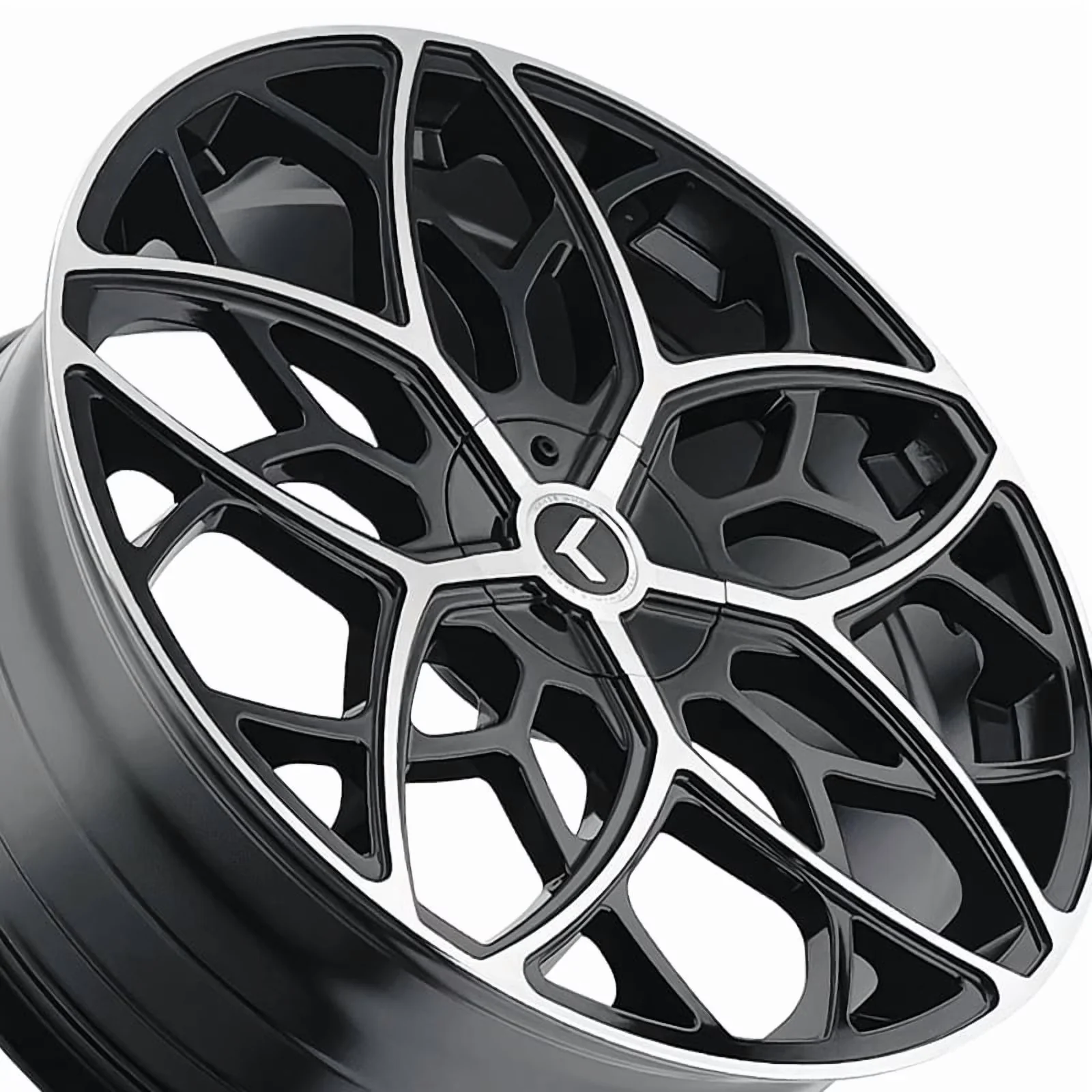 Quality Wheels And Rim with Model: RICOCHET, Ricochet 22x8.5 5-112/5-114.3 72.62 38 - Gloss Black Machined Model FADB81