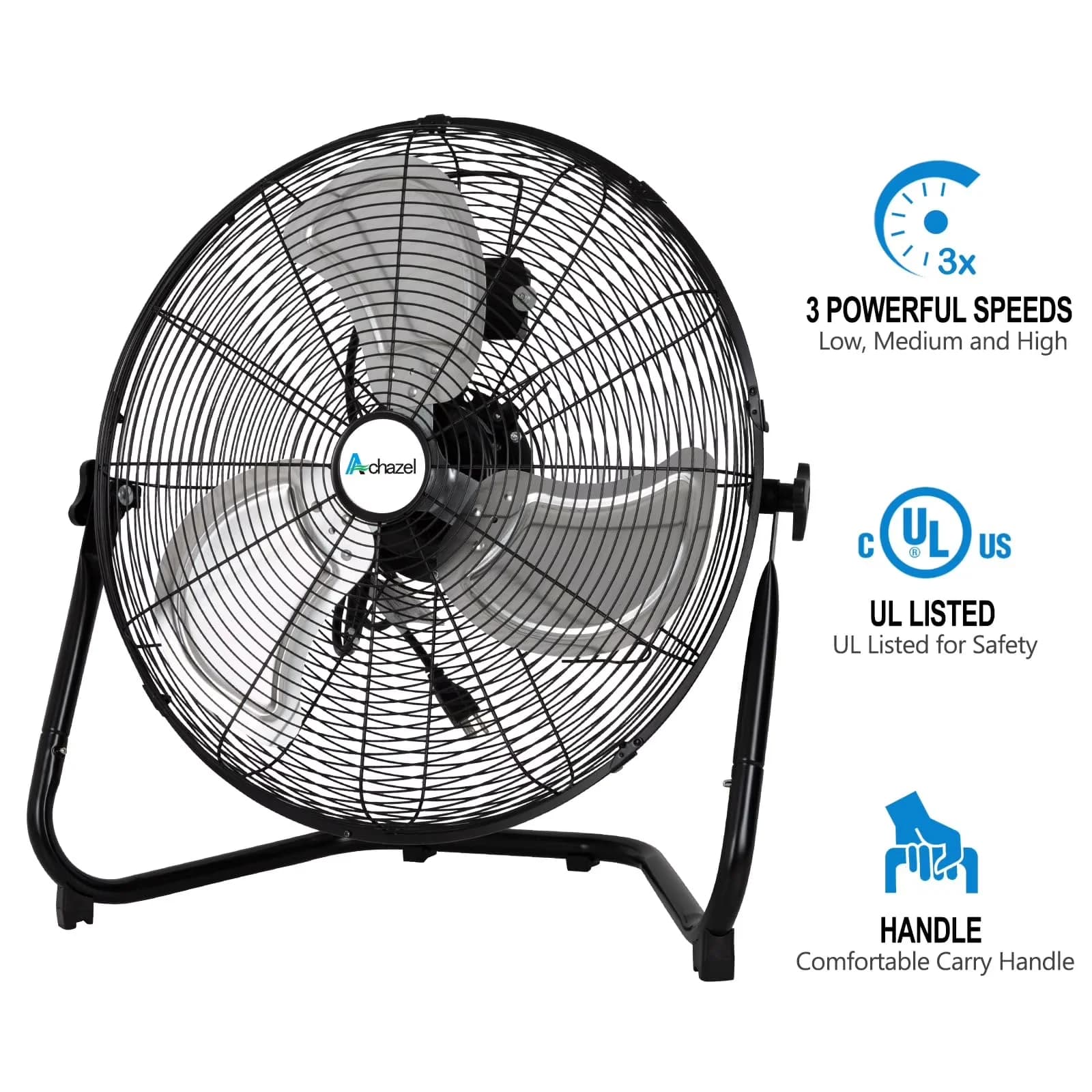 Premium Fans In Cooling with Rotating Head, Tilt Mechanism, Wall Mount System - Black Aluminum Model F387C6