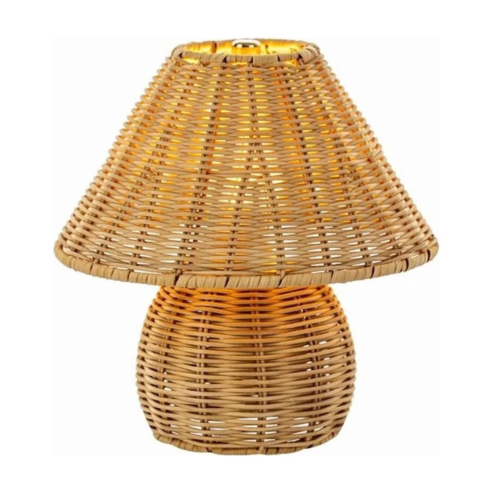 Professional Lamp with LED, Battery, Bedside Lamps - Brown Wood Rattan Model EBD7AD