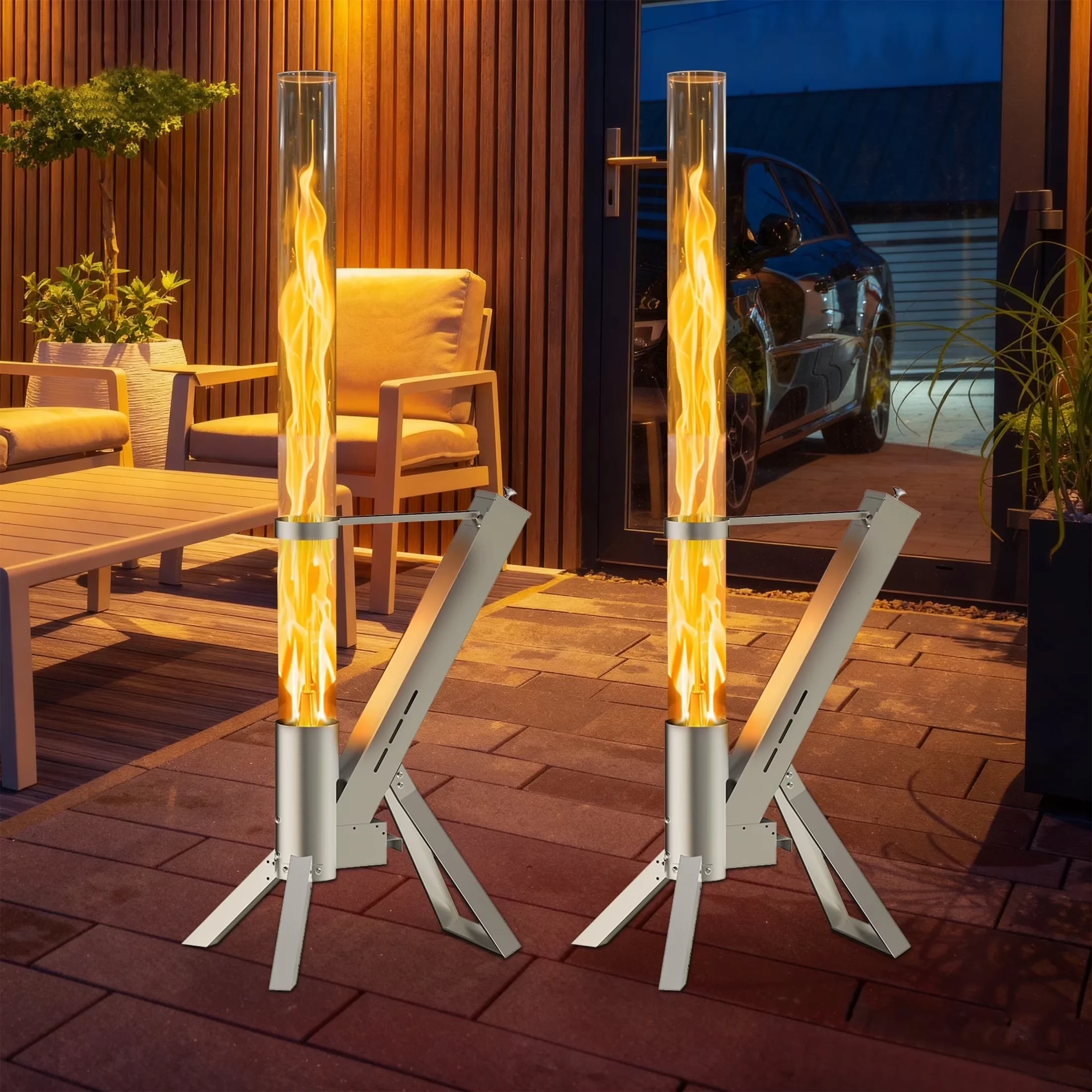 Quality Outdoor Heating with Heat Shield, Portable, Smokeless Patio Pellet Torch Heater for Patio, Camping - Model 737AAC