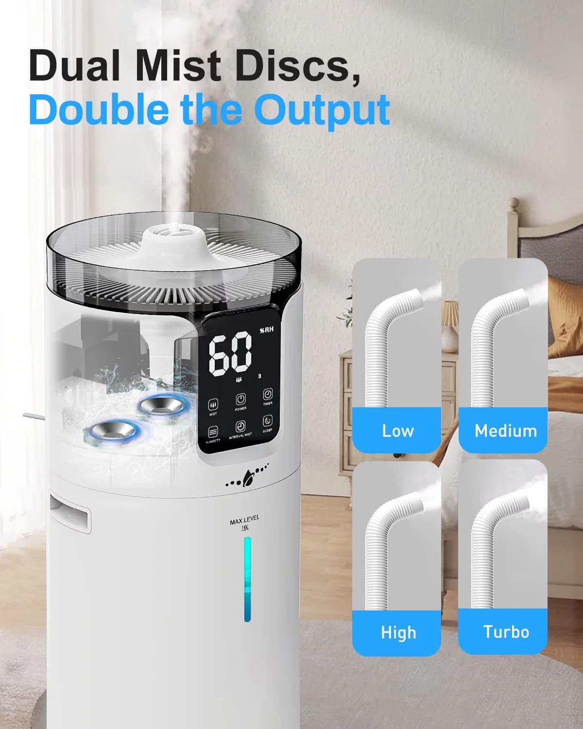Humidifier Innovative with Automatic Shut-Off, Timer, Humidifiers With Essential Oils Tray - White Model 2885B6