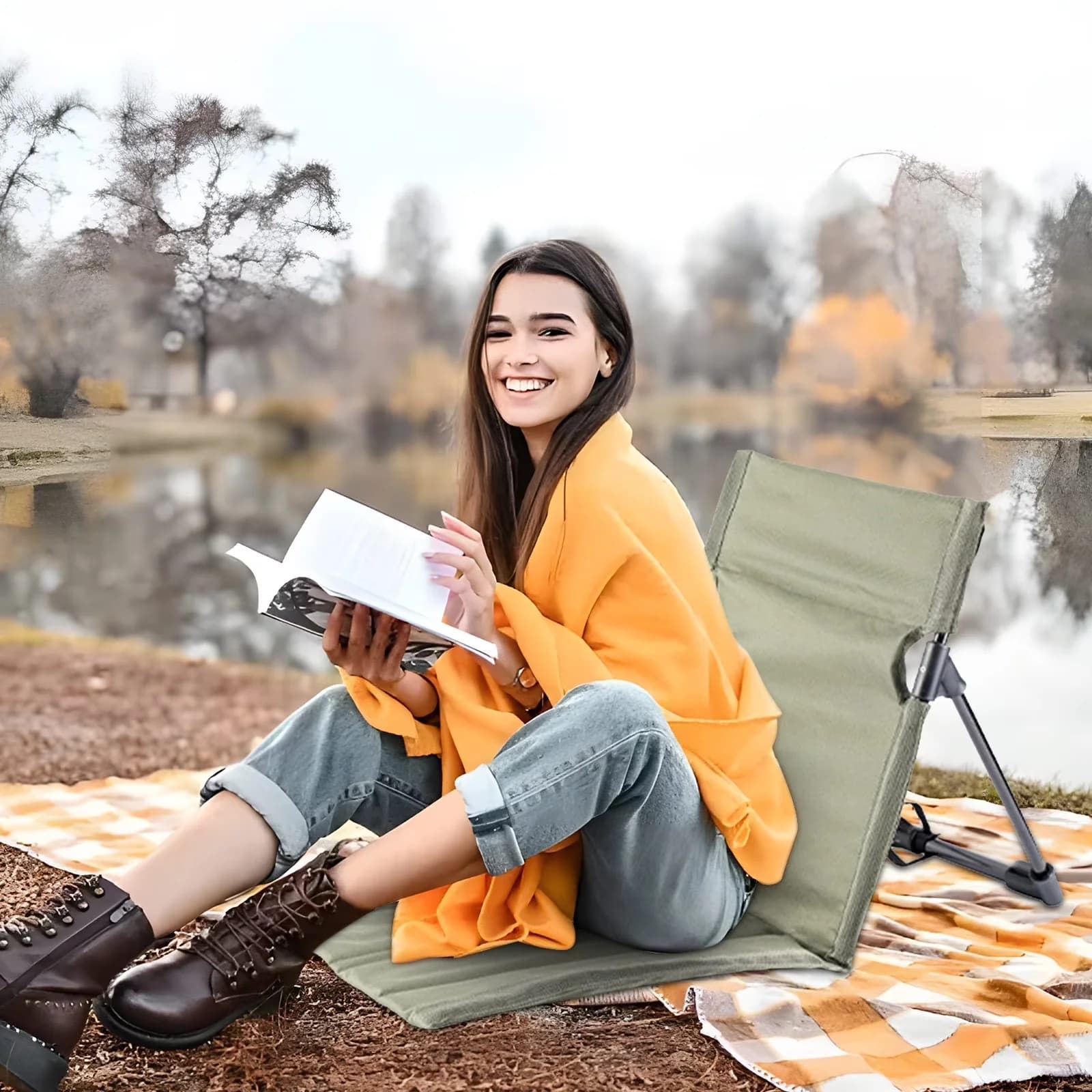 Beach Chair Reliable with Folding, Wishing you a wonderful shopping spree!, Back Support - Green for Outdoor, Camping Model AF4490