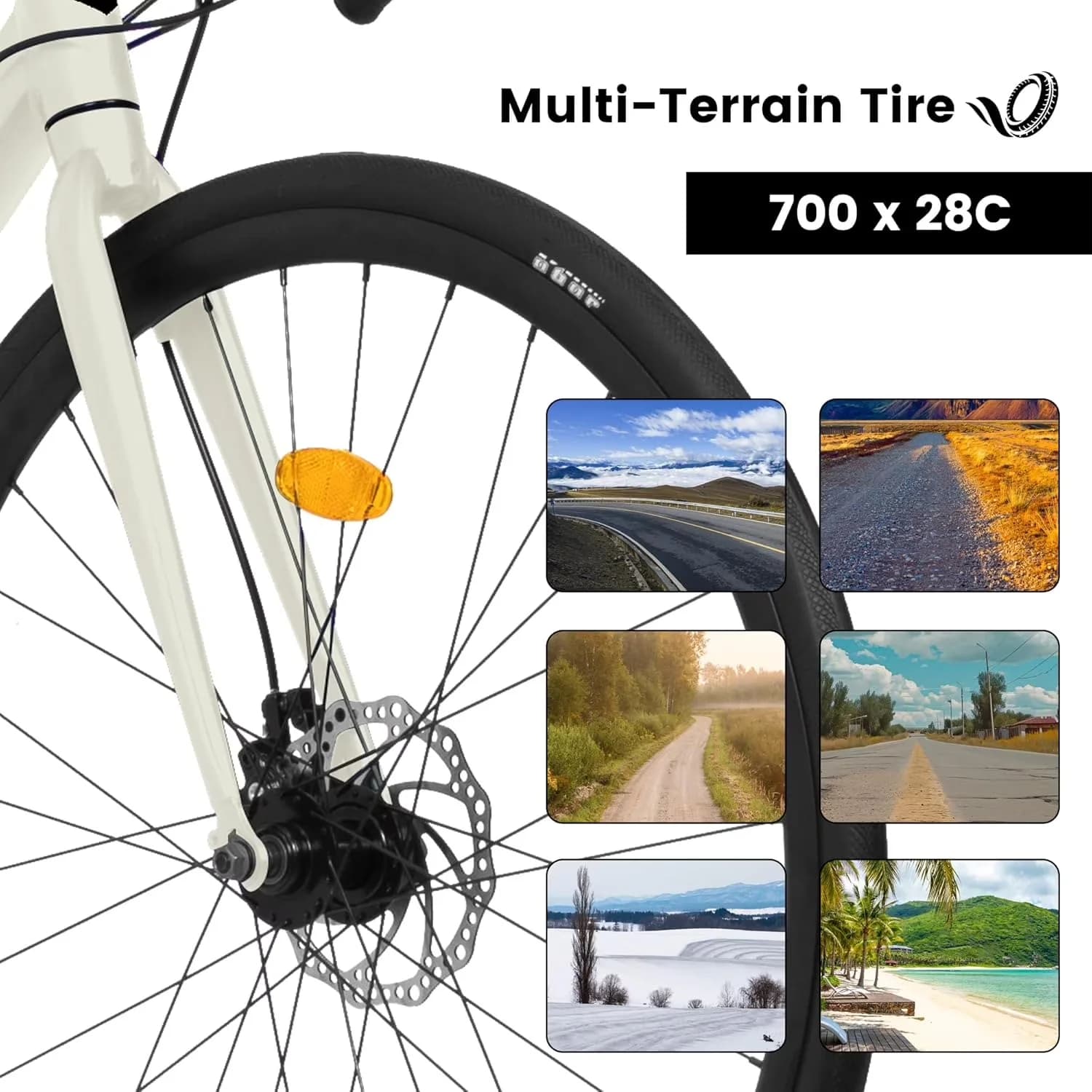 Road Bike Quality with 700C Frame 16 Speed Double Disc Brake, Durable&Sturdy Steel Frame, Strong aluminum frame - Green Model CE2B86