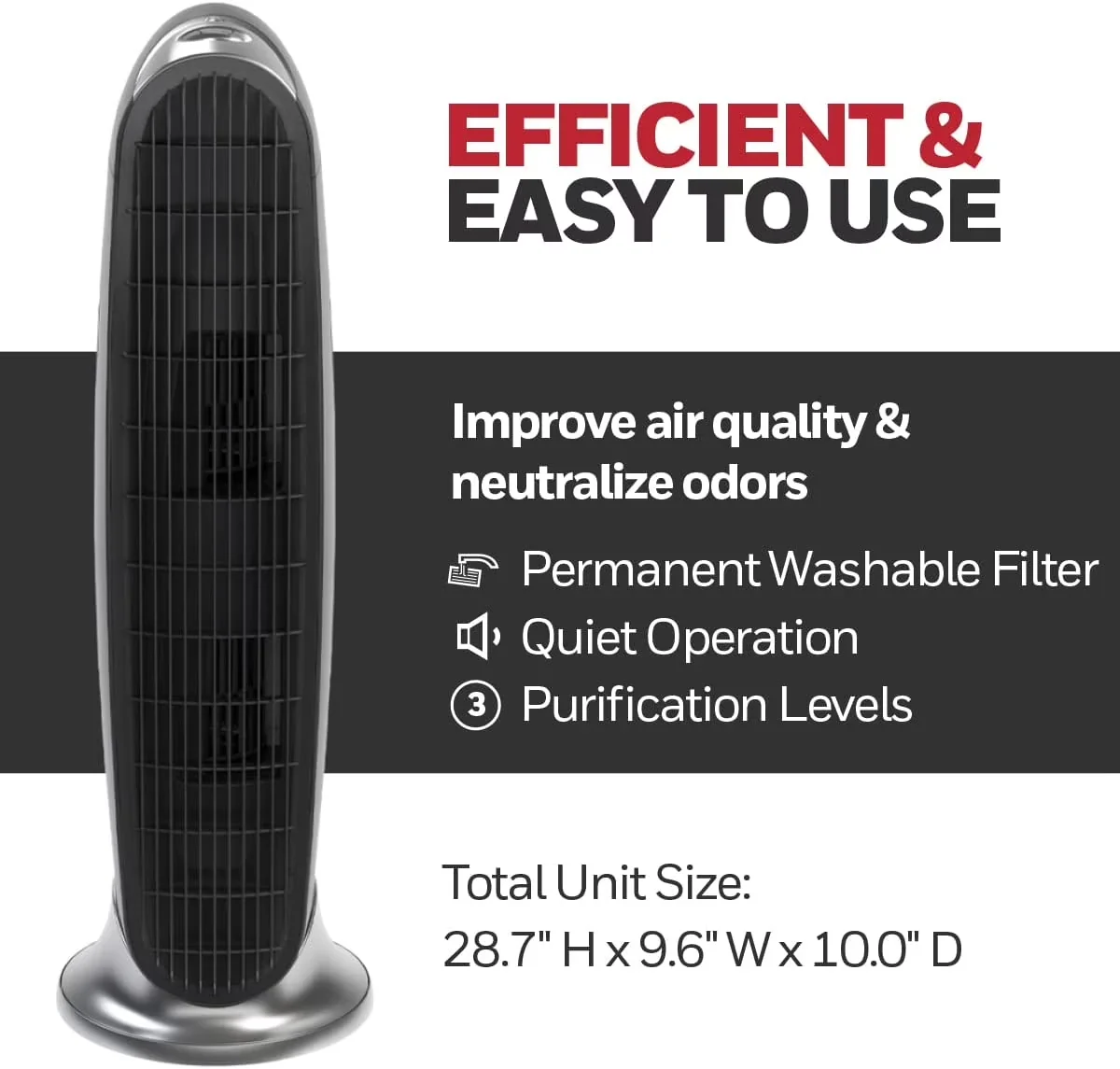 Sleek Air Purifier with Variable Speed, Helps reduce odors & VOCs**** - Black Model 6D4DC6