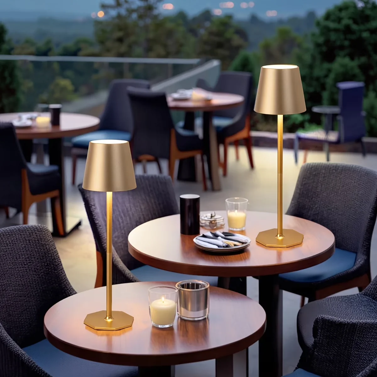Lamp Stylish with LED, Battery, Contemporary - Black 2 Pack - Heavy Duty Model 457B89