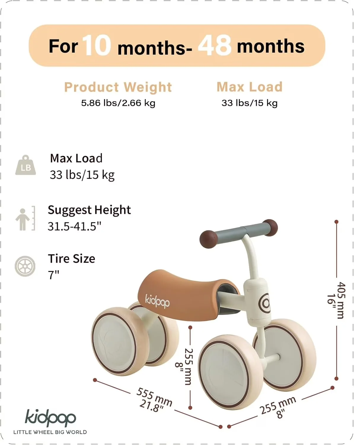 Sleek Kids Bike with Big BEE Four-Wheeled Vehicle Balance - White for Daily Use Model AA4B36