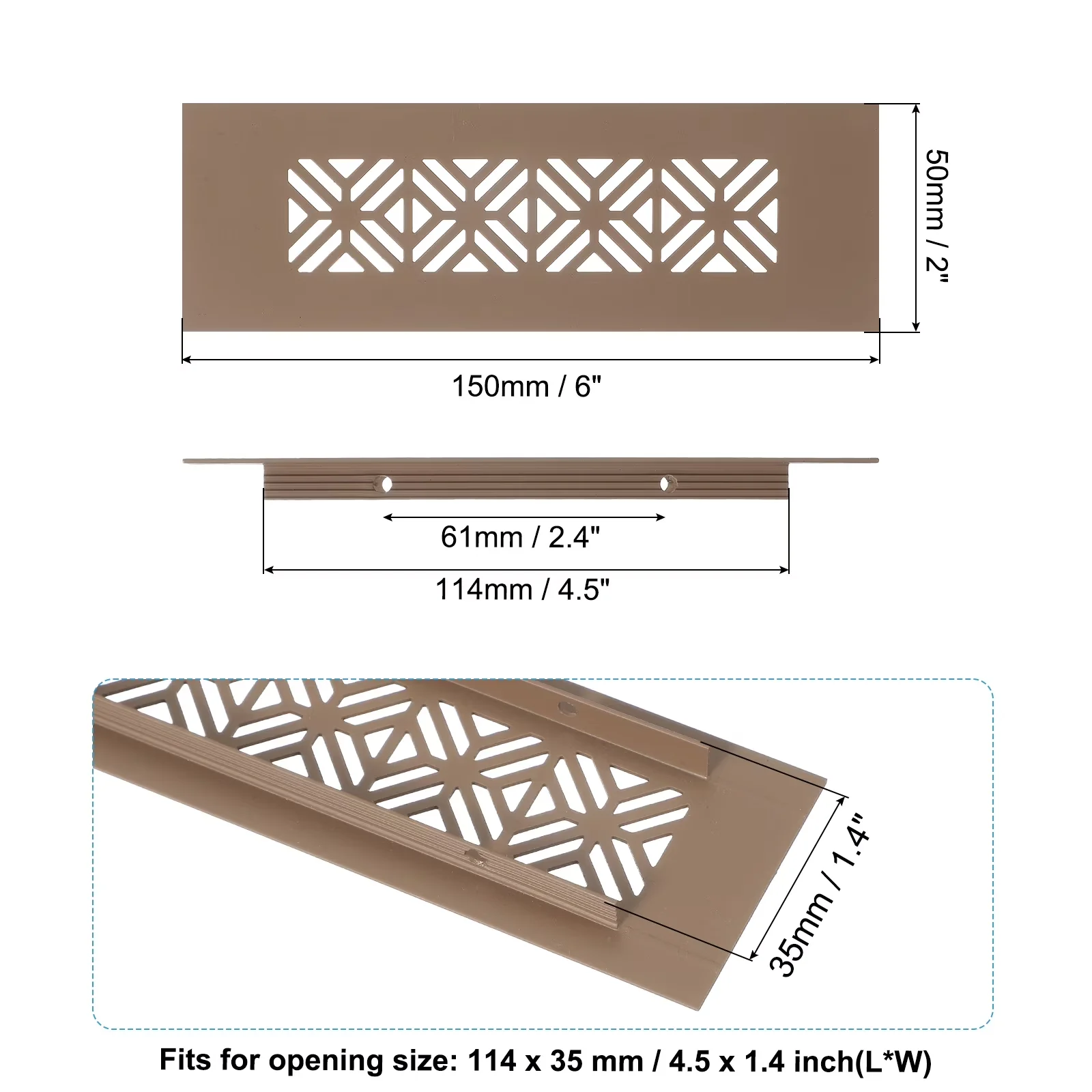 Grey Vinyl Flooring Vinyl Plank Flooring Compact with Inner Diameter Size: 114 x 35 mm, Durable and corrosion-resistant - Brown... Model B9B314