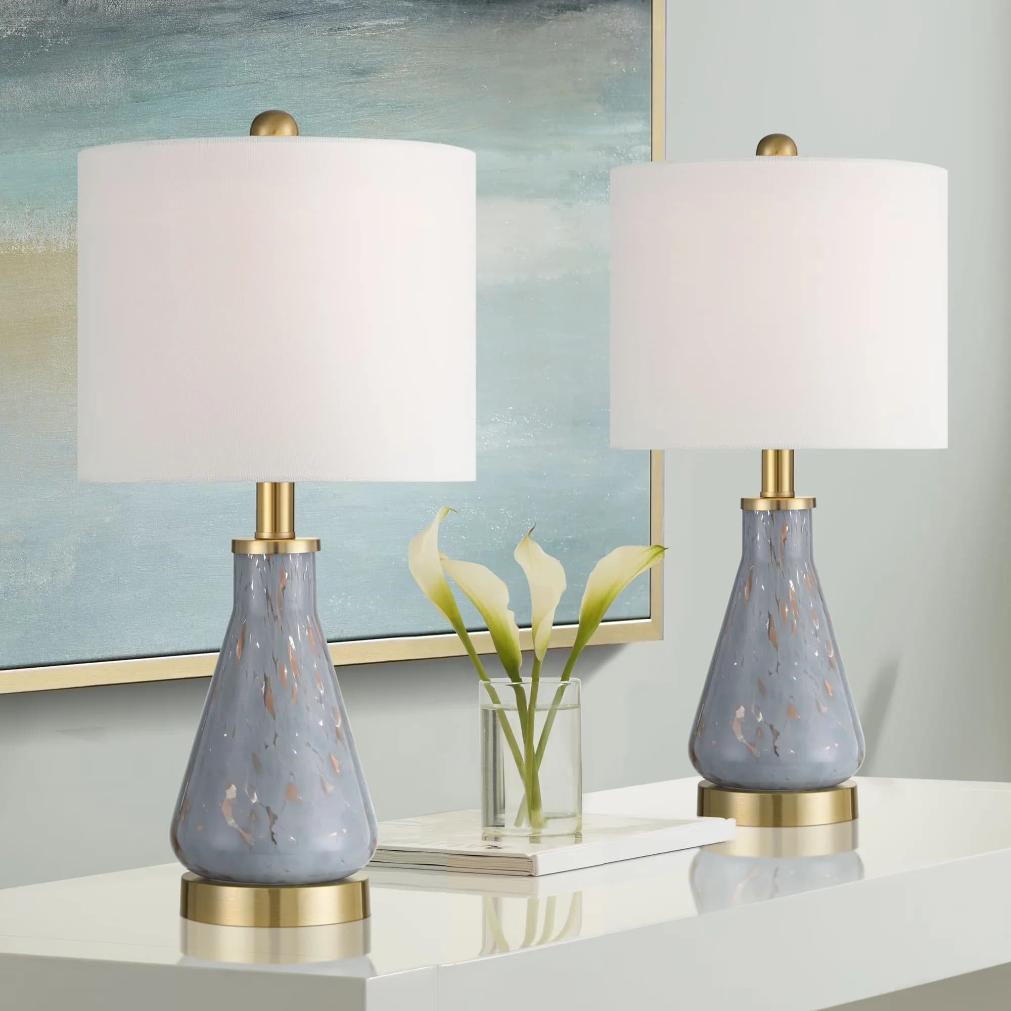 Lamp Set Quality with Incandescent, Modern - Glass Blue Alexia - Long-Lasting Performance Model 0D8168