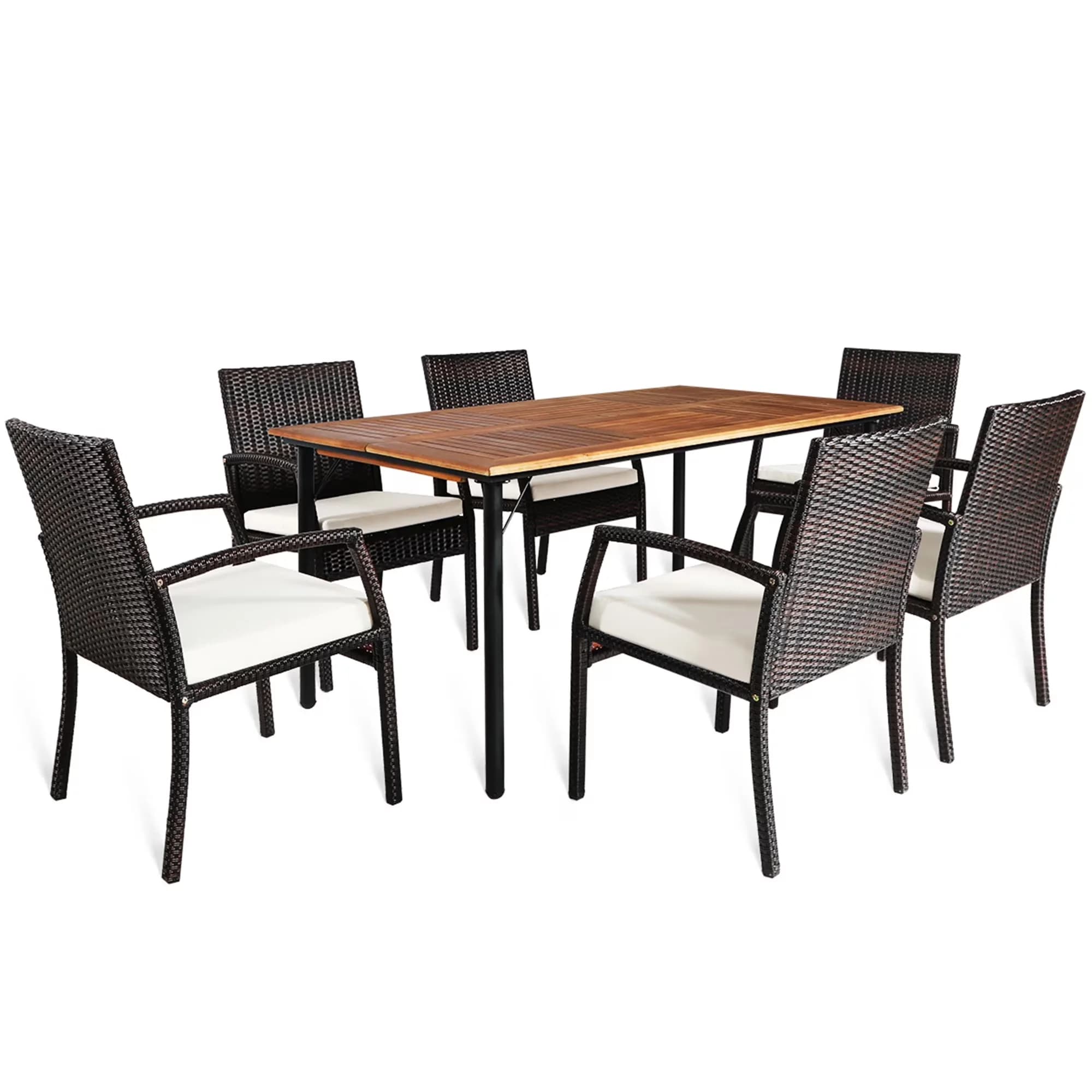 Modern Patio Dining Set with Weatherproof, Each armchair can hold up to 400lbs - Wood Model 23D944