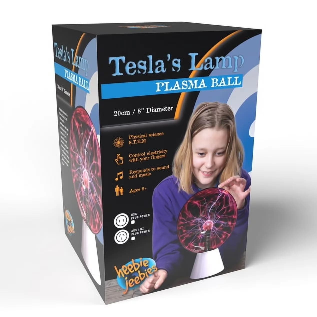 Innovative Novelty Light with Battery, Tesla Lamp Plasma Ball - Black Glass Model 445D62