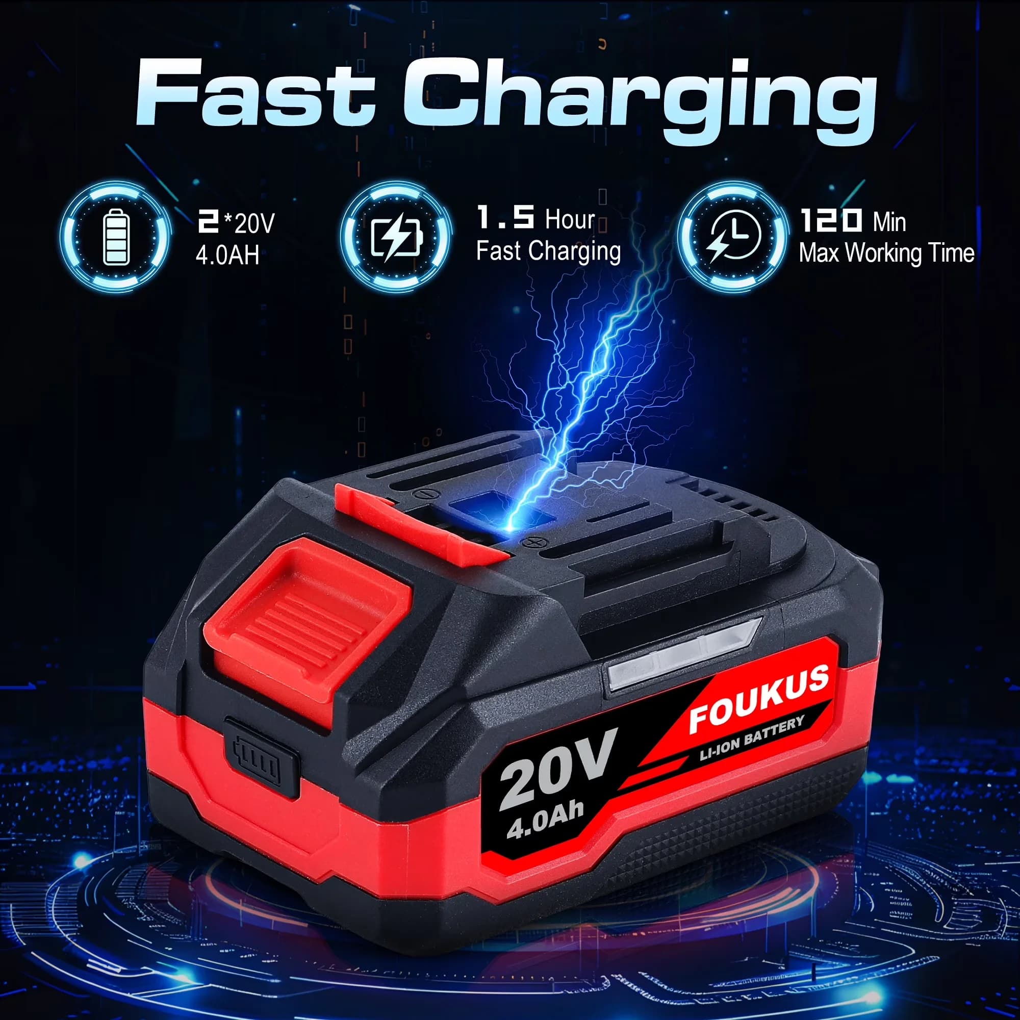 Professional Leaf Blower with Battery, 20V, High Power Electric Cordless for Garden - Model C867C4
