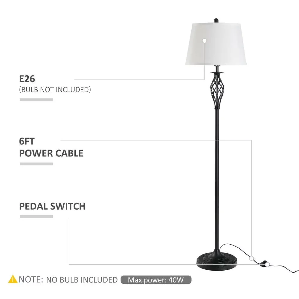 Quality Floor Lamp with LED, Modern, 3-Piece Table & Set - White Metal for Living Room Model C73F14