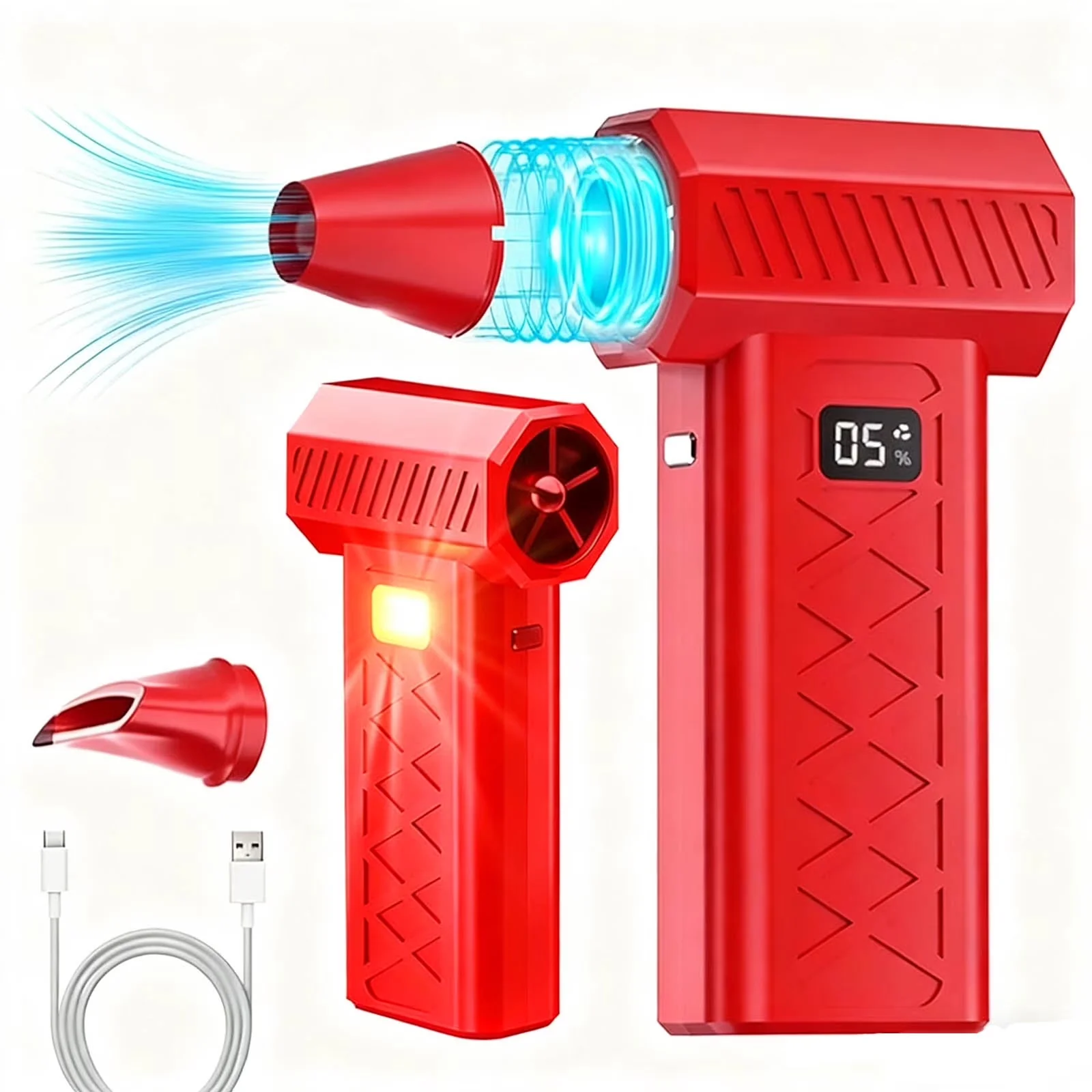 Stylish Leaf Blower with Battery, LED, 2026 Upgrade 5000W Thermal Snow - Red Abs Plastic for Car Model 273576