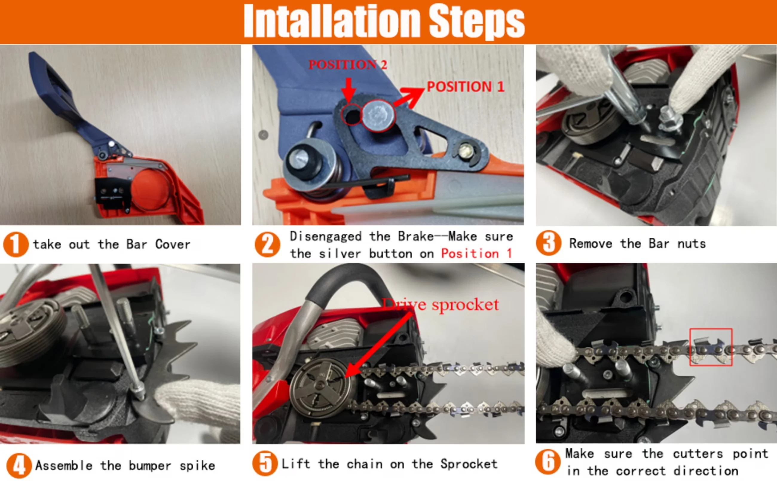 Chainsaw Stylish with Chain Brake - Orange 20 Inch - Long-Lasting Performance Model 34A58F