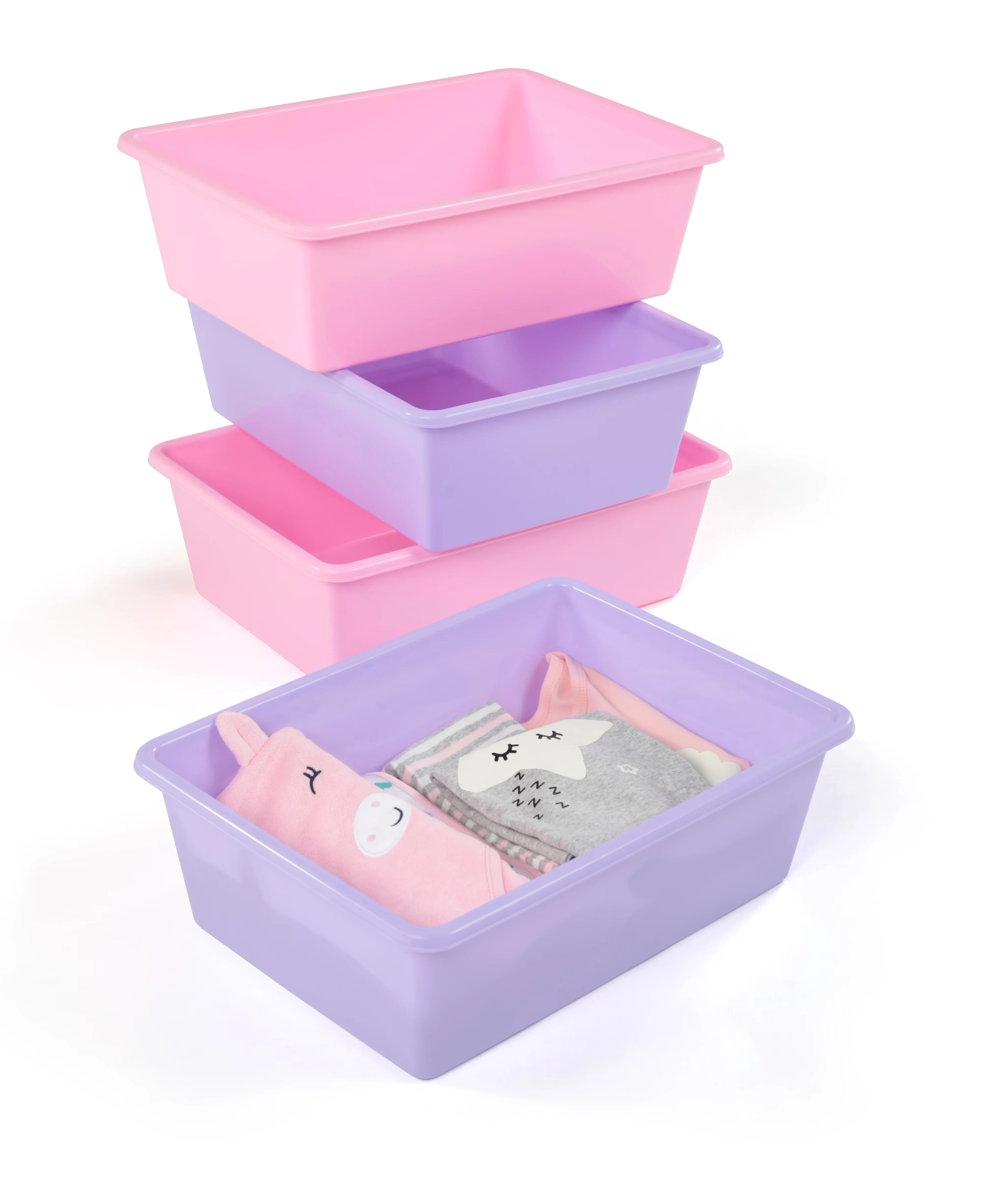 Quality Garage Storage Supply with Stackable, Height: 5.25 in, Set of 4 - Plastic Purple Model 748E11