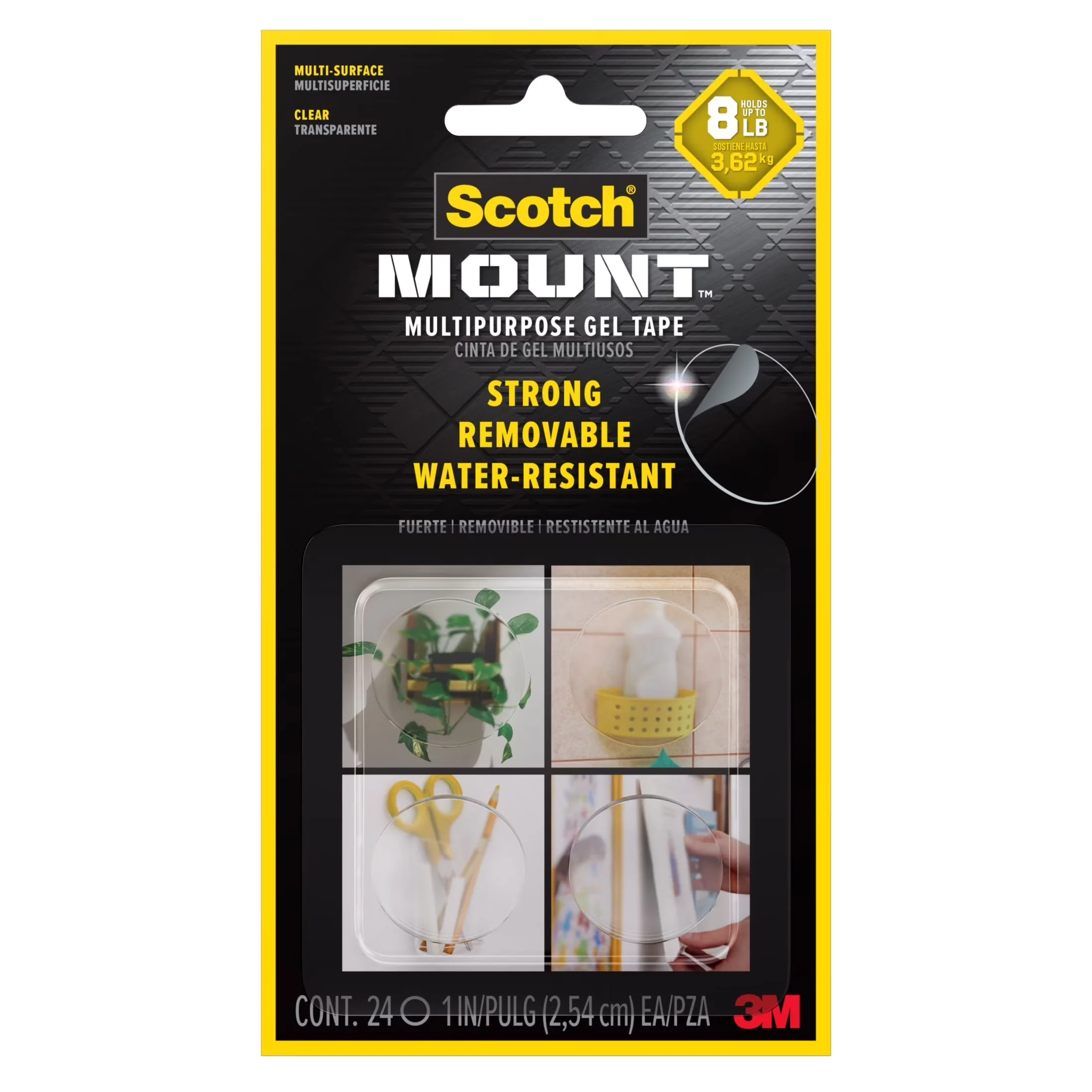 Modern Damage-Free Hanging with Holds 8 lbs, Double Sided Circles, Clear - Gel Clear Model 8F69A2