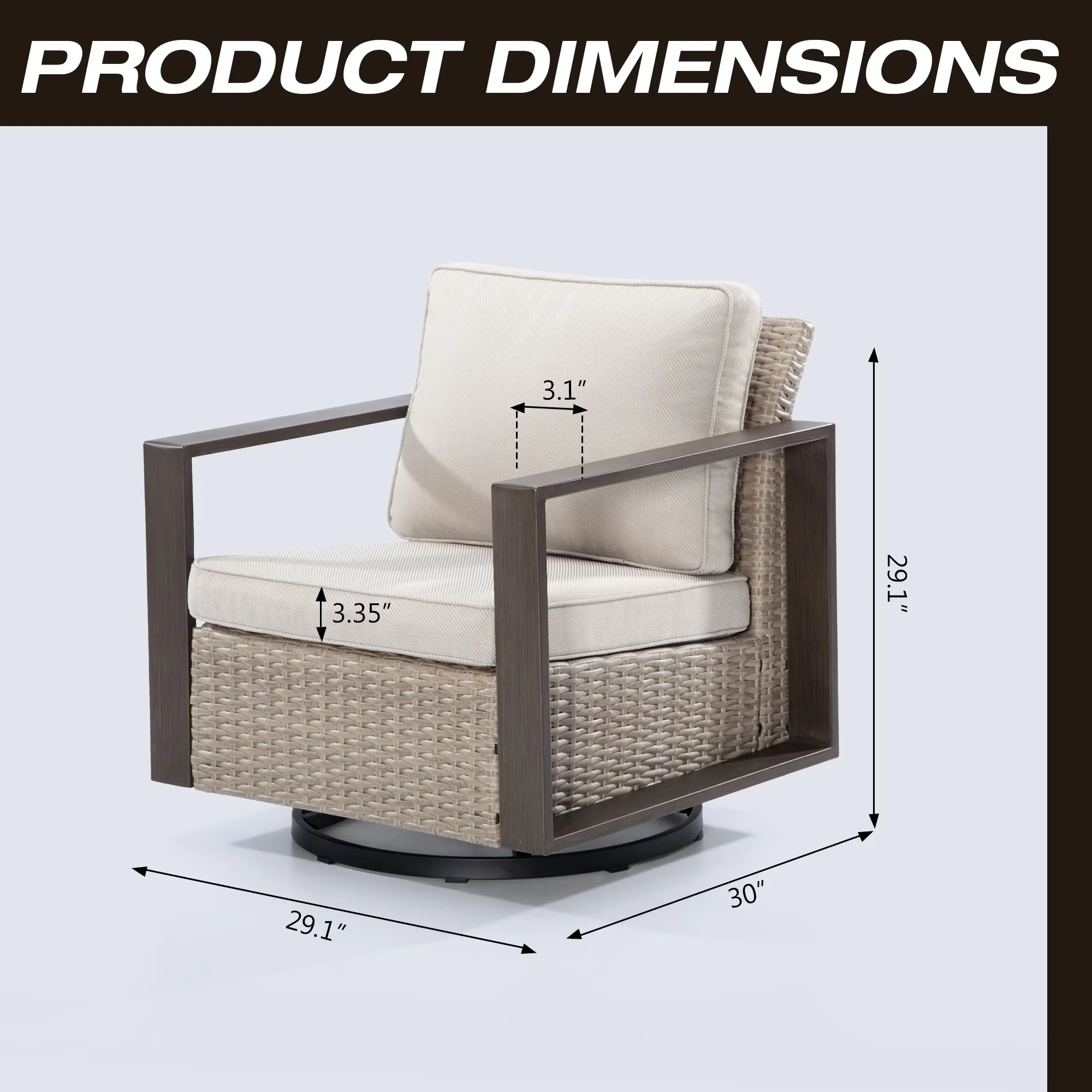 Quality Patio Chair with Swivel, Contemporary Wicker Swivel Rocker Chairs - Wicker; Sponge; Stainless Steel,Polyester, Beige Model B0B8E4