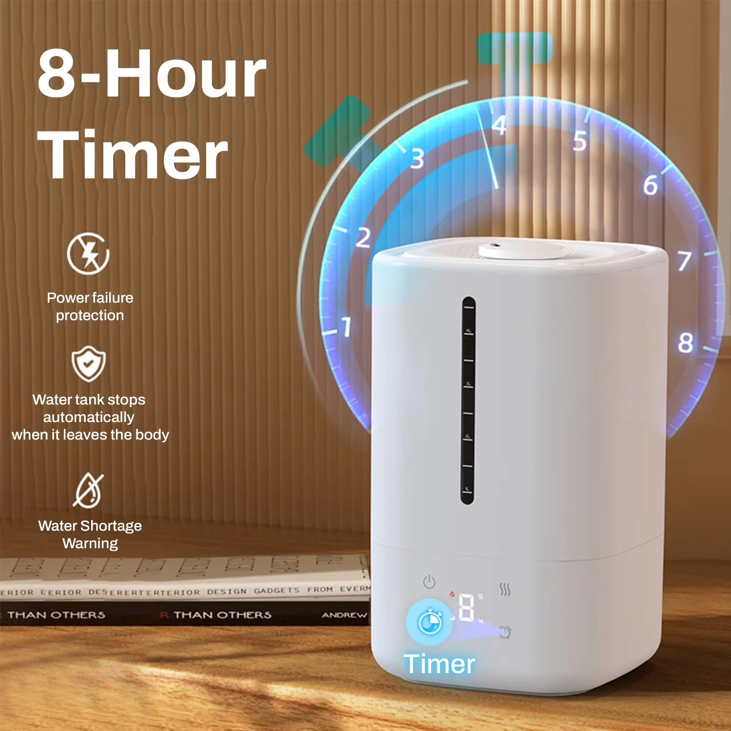 Premium Humidifier with Timer, Adjustable Humidistat - White for Bedroom Model 77C6A4