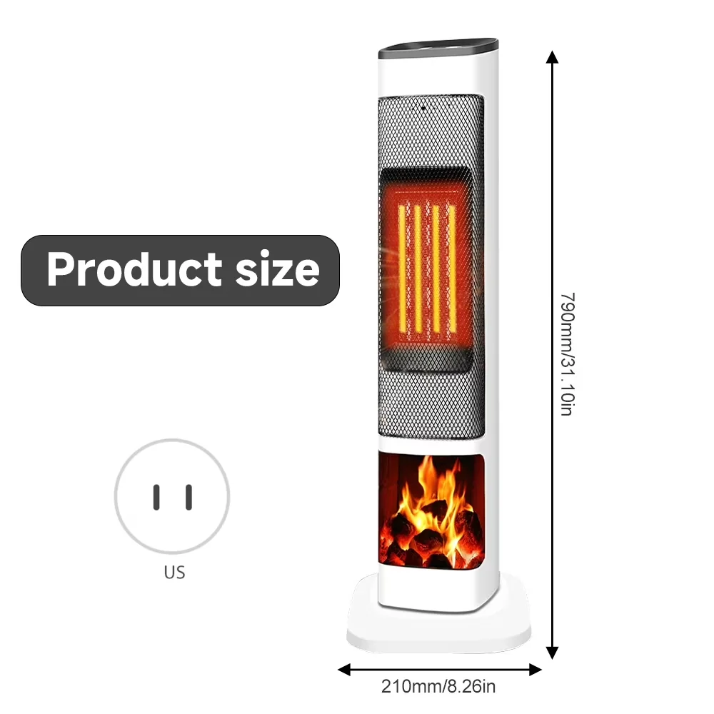 Portable And Electric Space Heater Premium with 2000W, Touchscreen, Oscillating - Black, Silver for Indoor, Small Model 2EC8EF