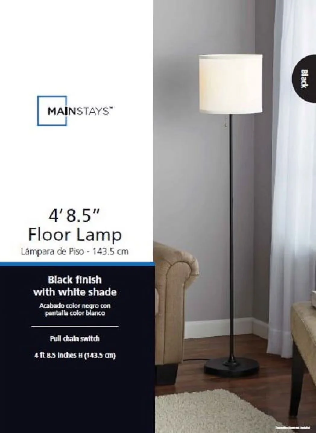 Quality Floor Lamp with Incandescent, Modern, Classic Modern Minimalism Style - Metal Black, White, Multicolor Model 7FD763