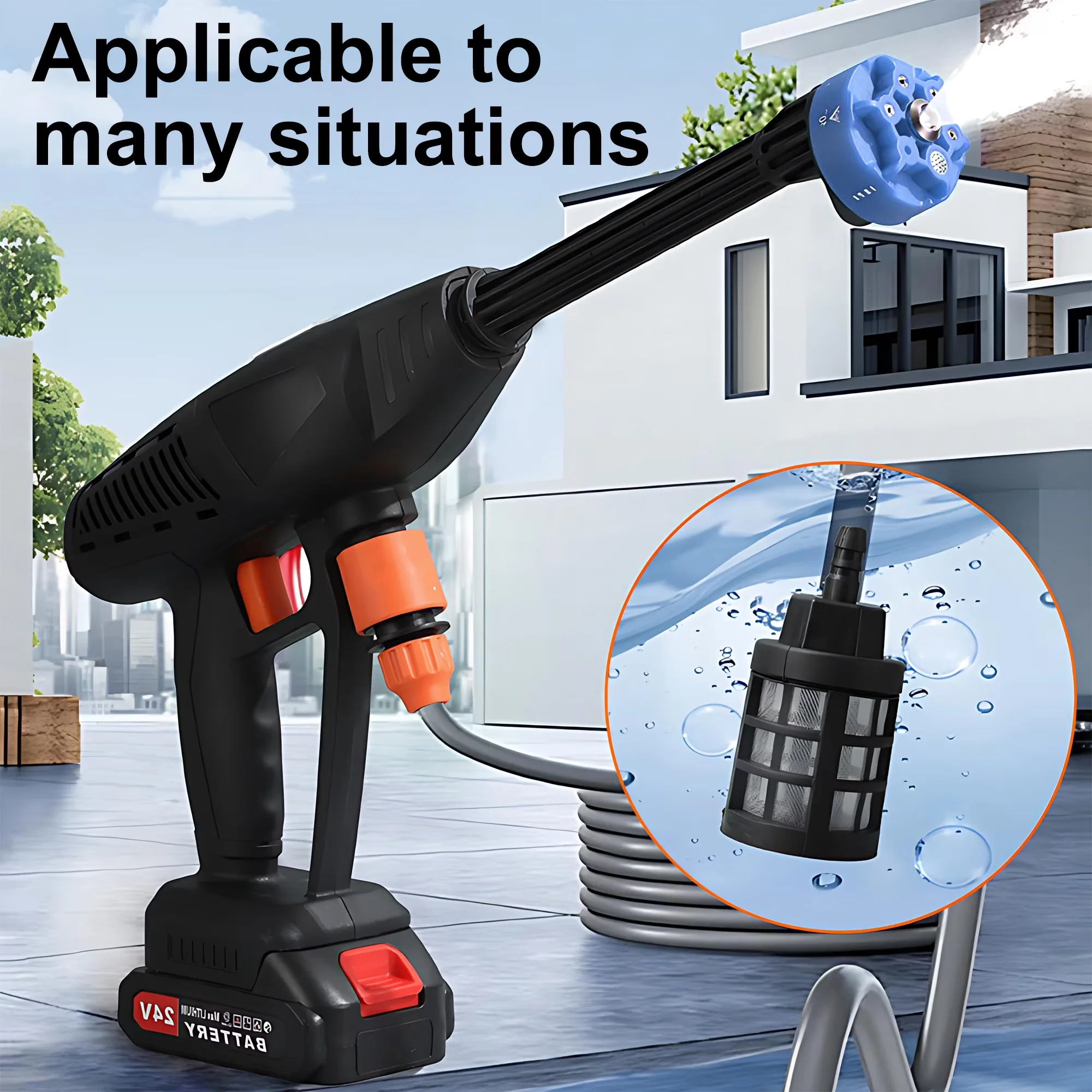 Essential Pressure Washer with Battery, 48V, 48V Cordless for Car, Garden - Model 1F19D9
