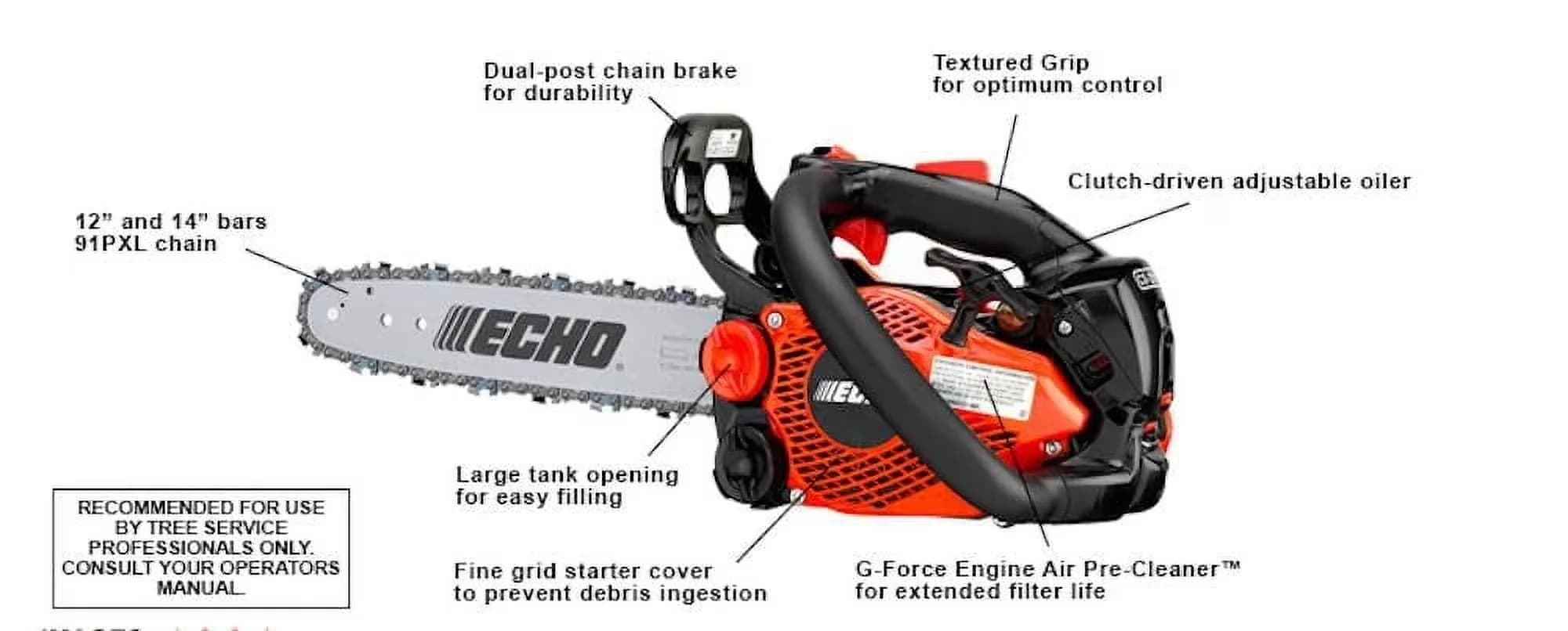 Chainsaw Stylish with Automatic Chain Oiler, Chain Brake, CS-2511T 12” 25cc 2-Cycle Gas Powered - Black Model B95E47