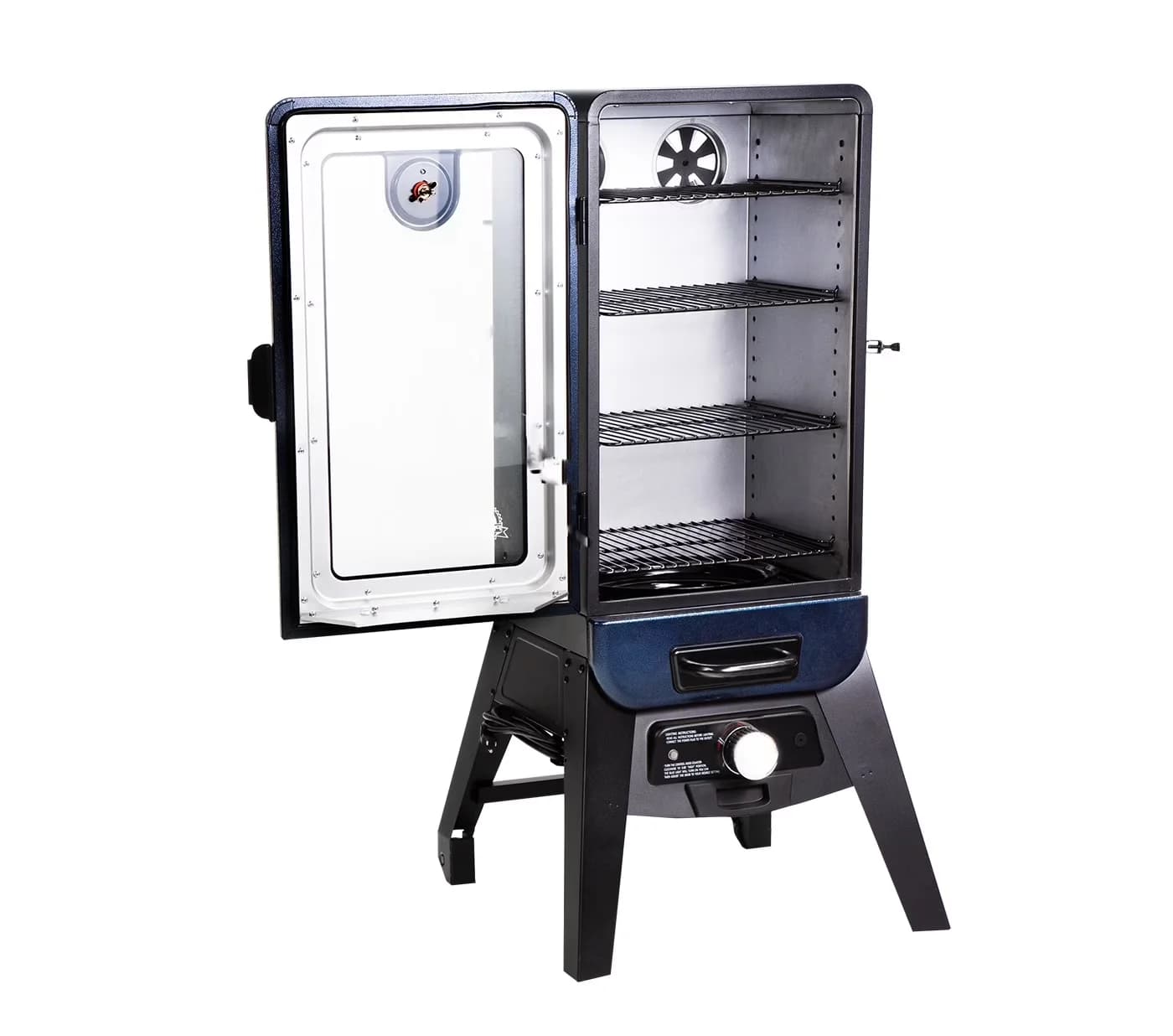 Durable Combo Grill with Window, Reach temperatures from 100°F - 325°F, 748 square inches of cooking space - Blue Porcelain Model B63F50