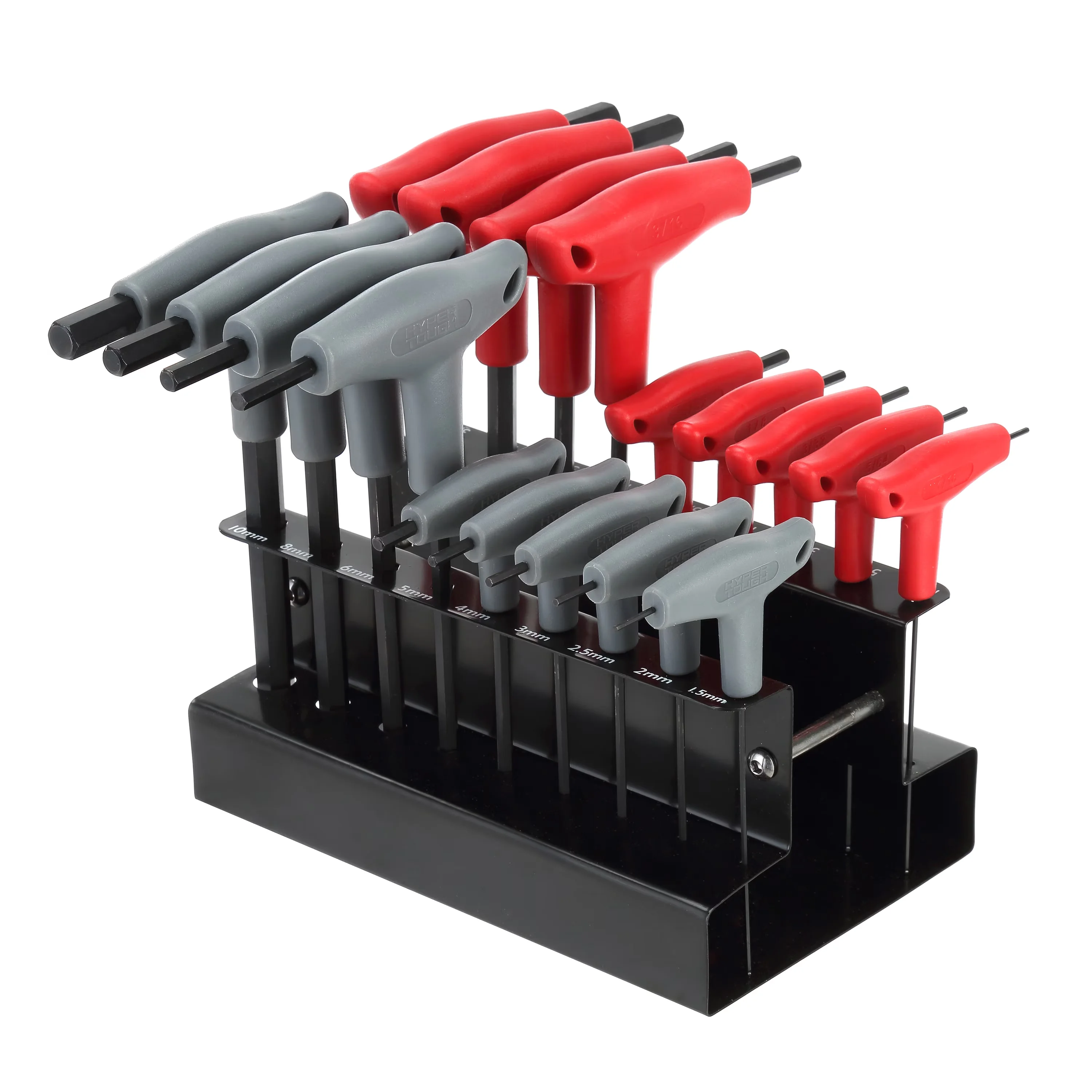 Hand Tool Stylish with Compact, Includes 18 hex keys (9 SAE, 9 Metric), 18PC T-Handle Ball End Hex Key Set - Black 7.5" x 9" x 7.25" Model EC52D5