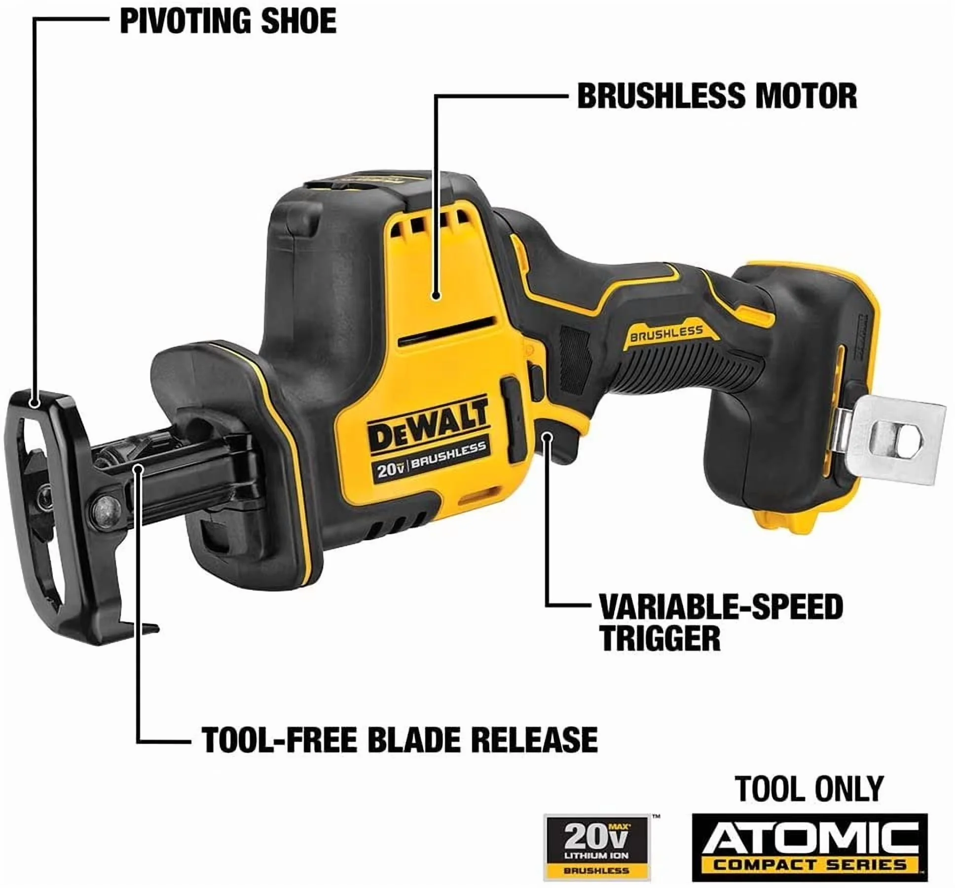 Efficient Power Saw with 20V, Variable Speed, 20V MAX Cordless (369B) - Yellow Model 21F222