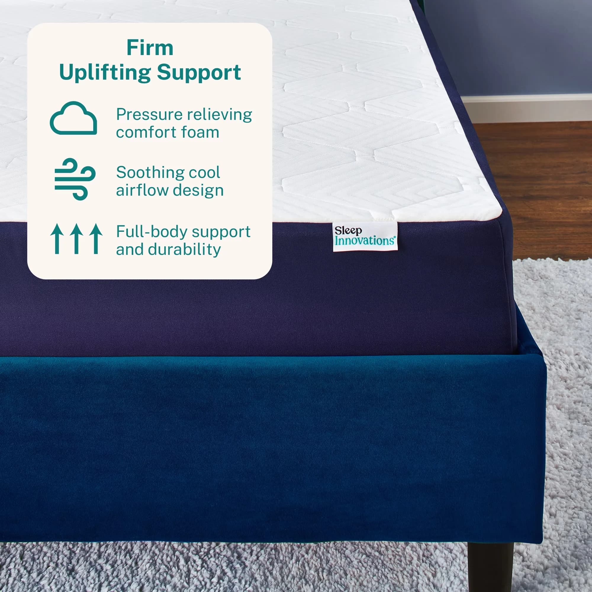 Versatile Mattresses Accessory with Mattress-In-A-Box, Hypoallergenic, Queen Size - Foam Blue Model CF80D5