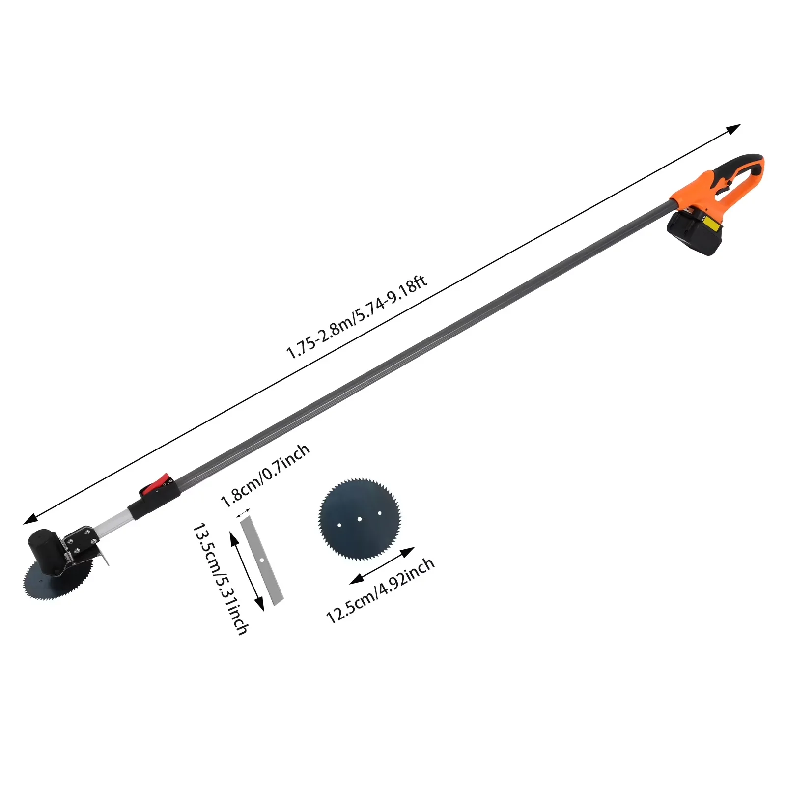 Pole Saw Classic with Battery, Telescoping, 5.74-9.19ft Round - Space-Saving Design Model E23A44