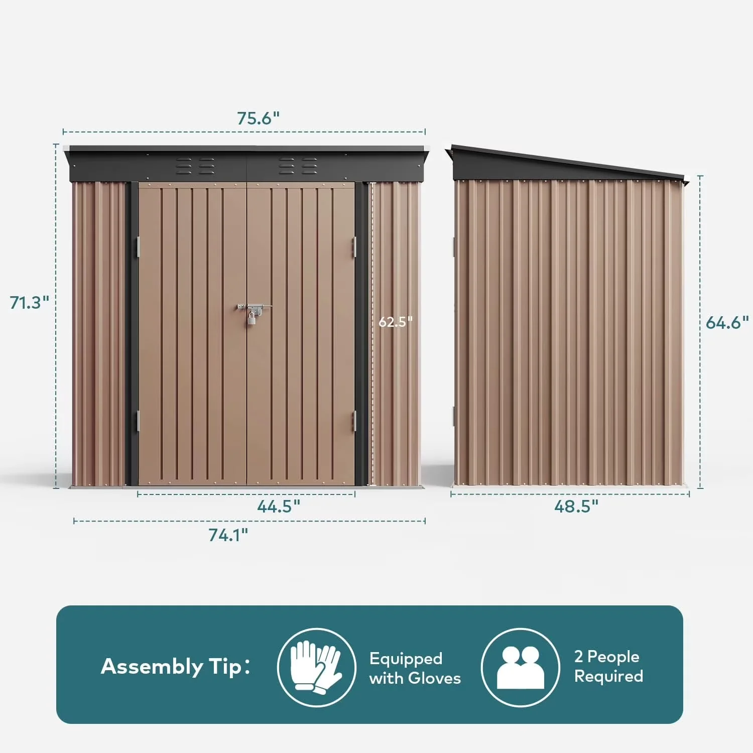 Shed Sleek with Lockable Door, 6x4 FT Outdoor Storage - Metal Brown for Patio Model 7CEDE7