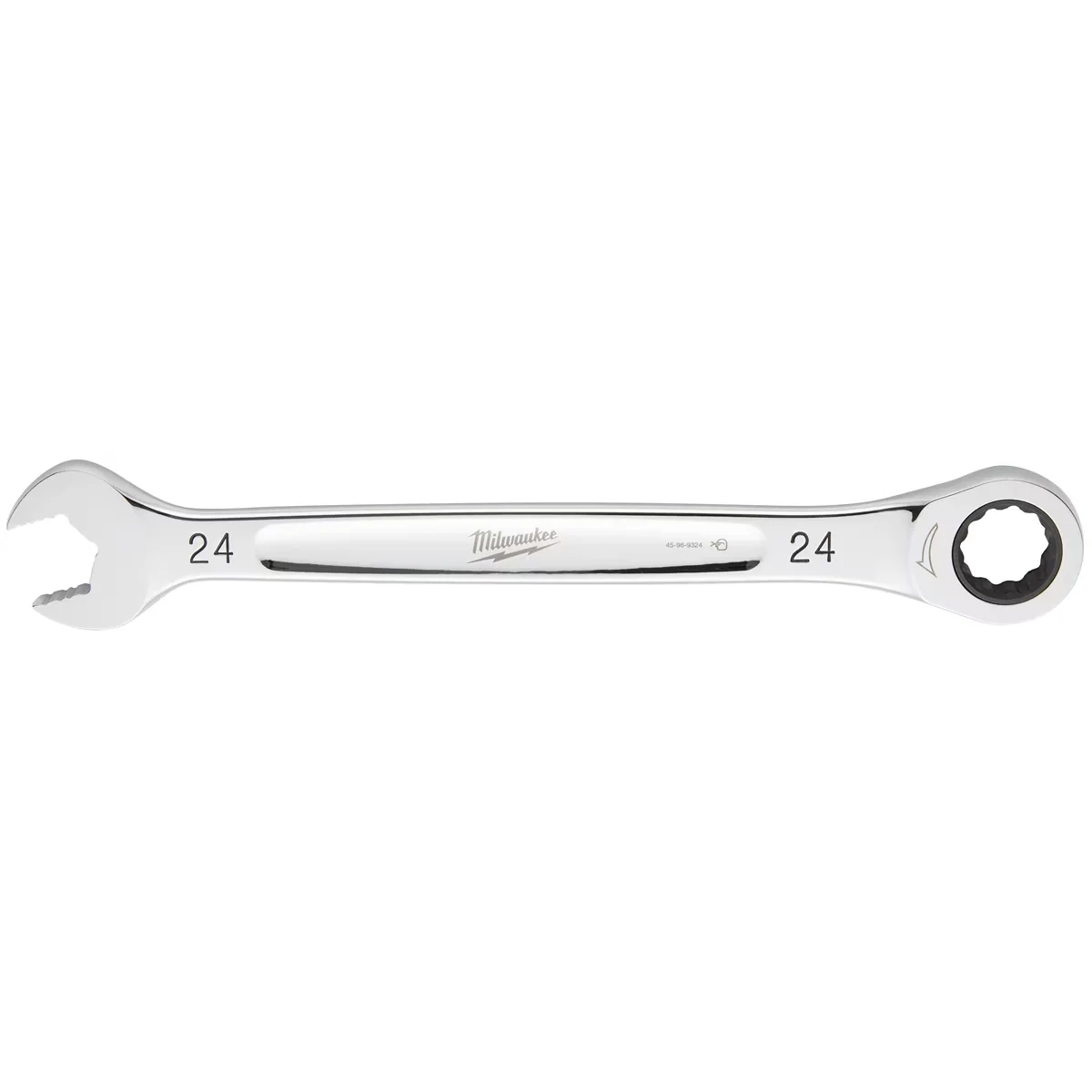 Reliable Hand Tool with 2.5 degree of Arc Swing, 24MM Ratcheting Combination Wrench - Black Model 83A476