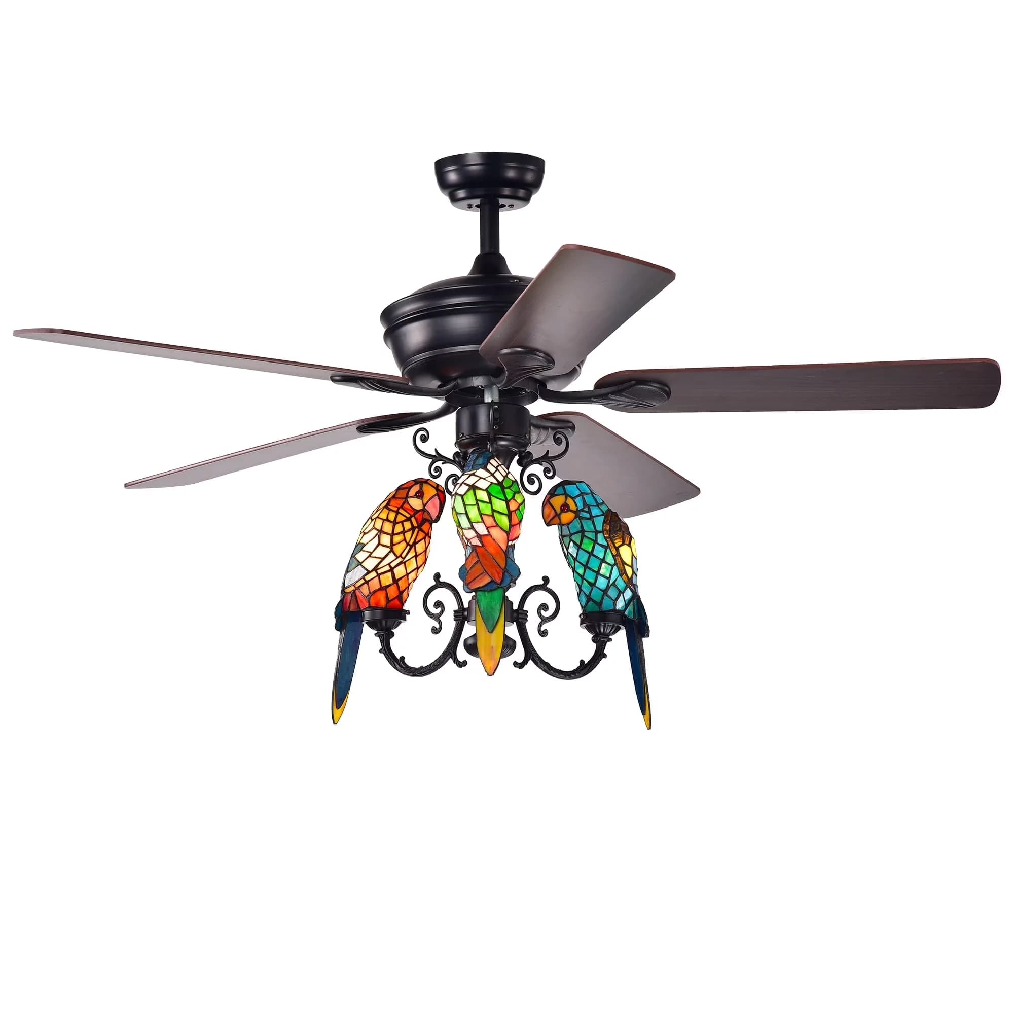 Reliable Ceiling Fan with Incandescent, Traditional - Tiffany Style Glass Black Model D7A856
