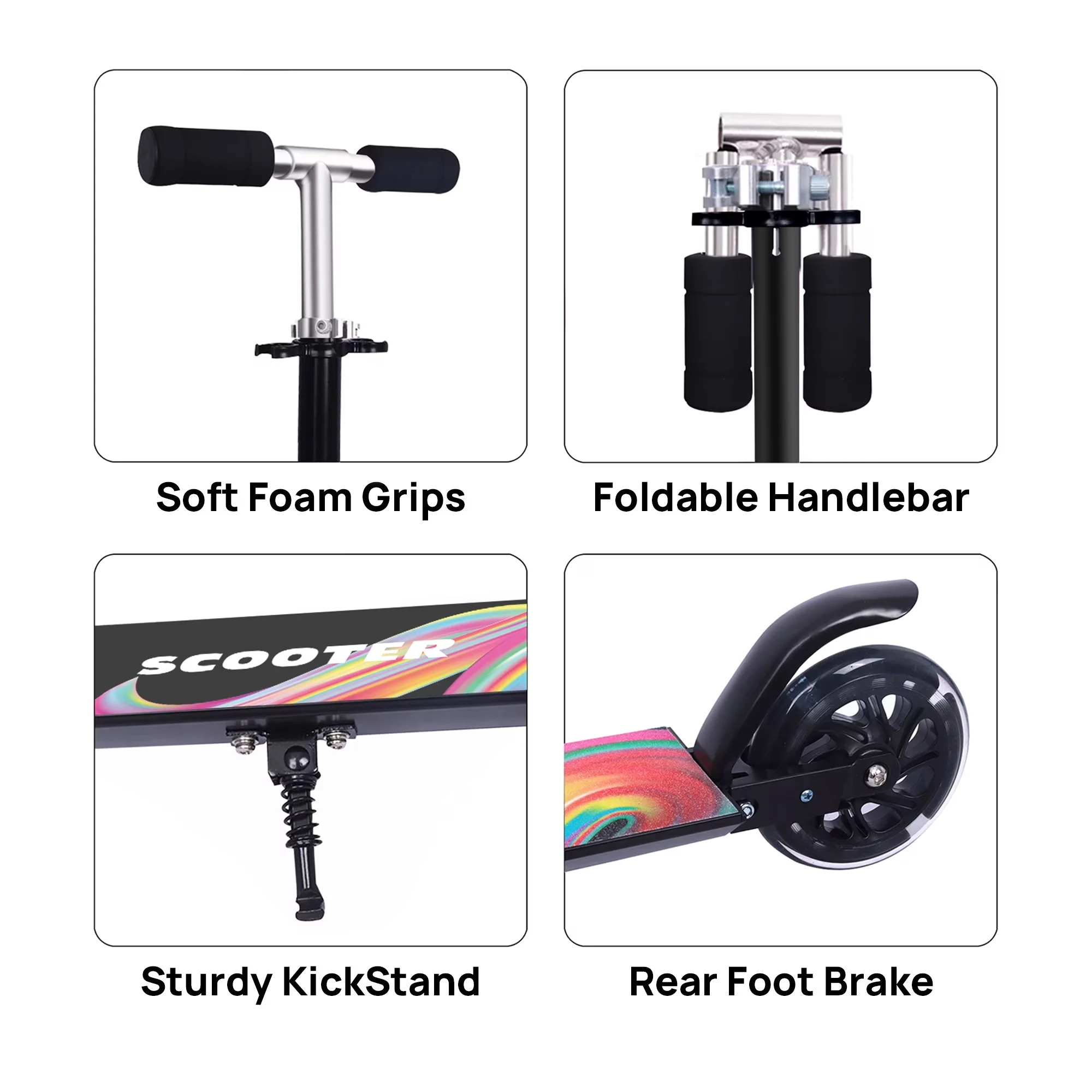 Modern Scooter with Foldable, Lightweight, Toys - Black Aluminum 6-12 for General Purpose Model 8E0E3E