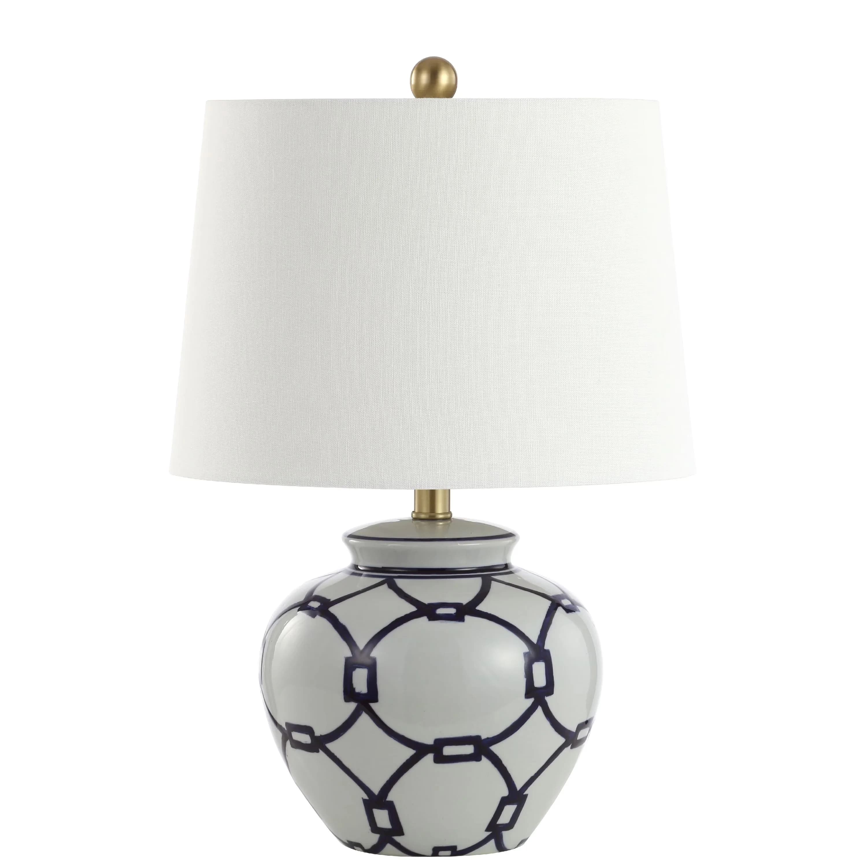 Essential Lamp with LED, Transitional, Durable frame for long lasting longevity - Ceramic White, Blue Model 17C678