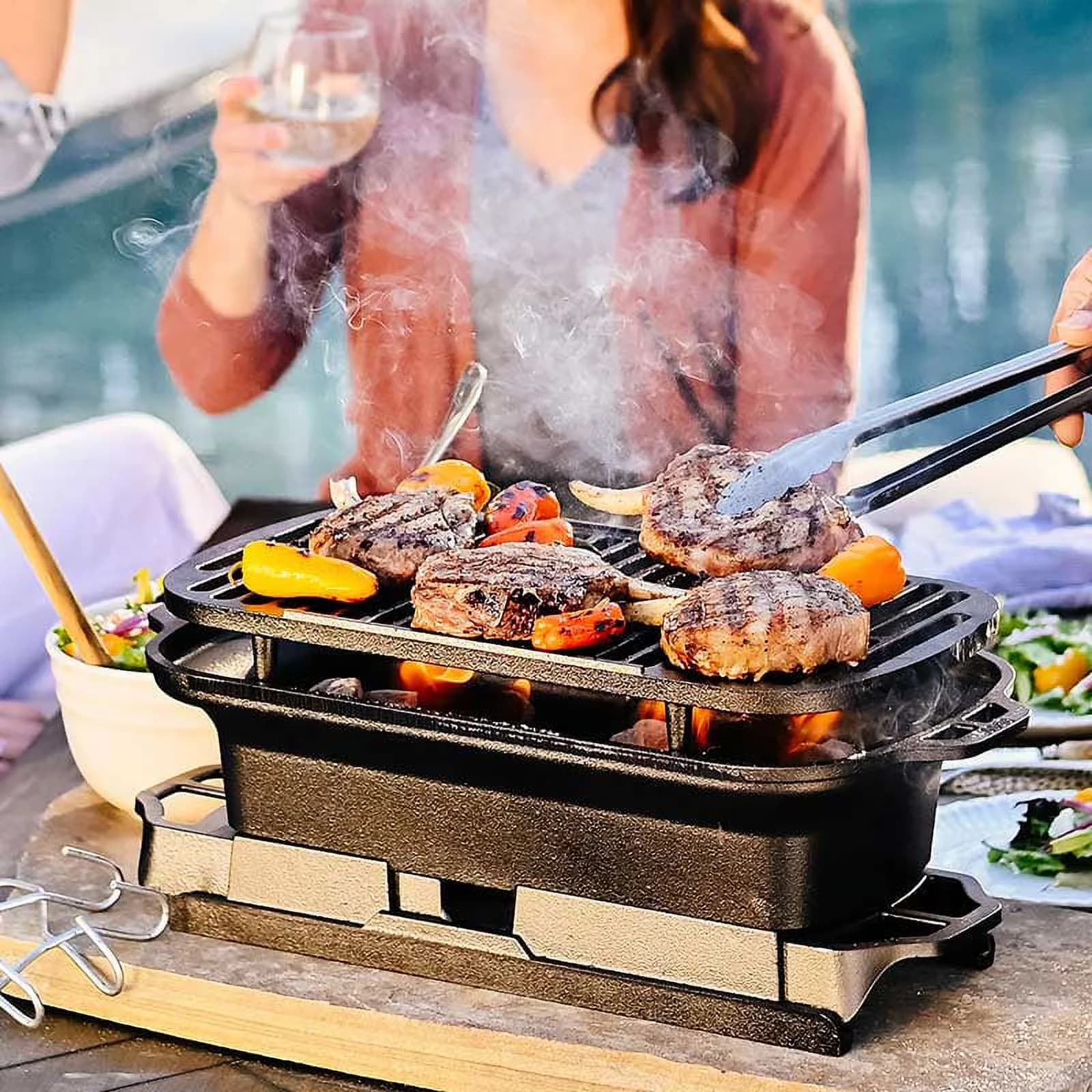 Reliable Flat Top Grill with Portable, Easy-to-use design, Seasoned with 100% natural vegetable oil - Cast Iron Model 8CA5C0