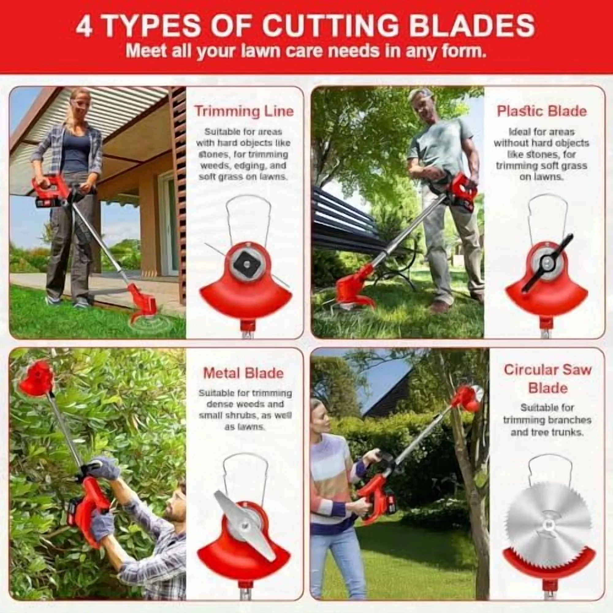 Stylish String Trimmer with Extendable, 4000mah Capacity, 4.0ah Power Adapter - Model D15E91