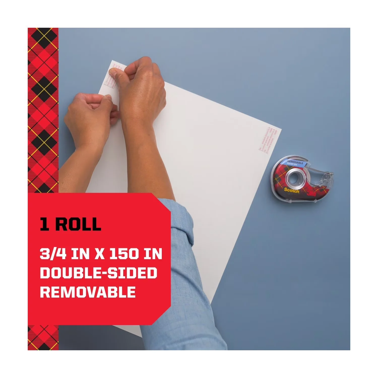 Damage-Free Hanging Modern with 1 Roll, 3/4 in x 150 in - Clear Plastic Model 533EA4