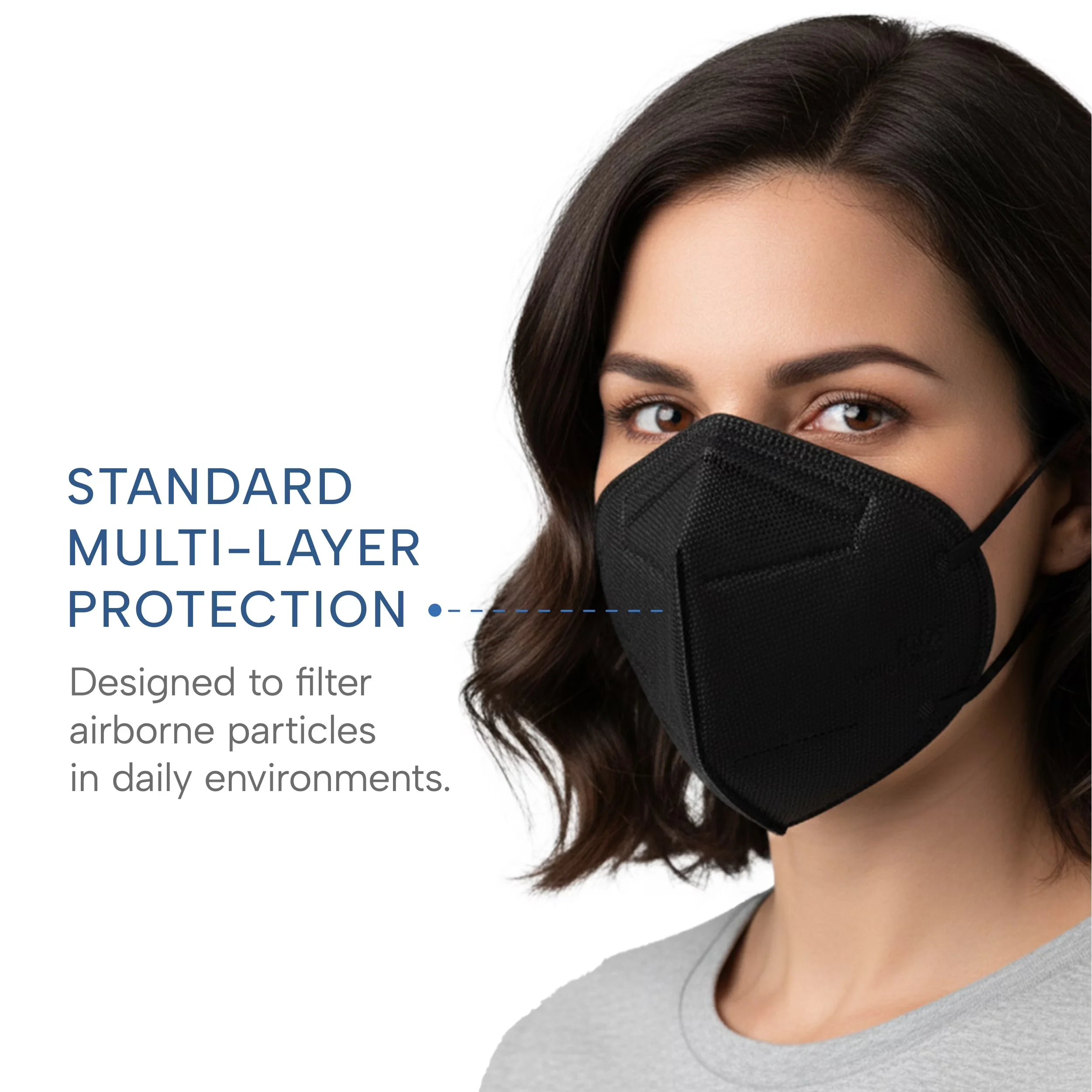Premium Protective Equipment with Adjustable Strap, Black - Black Non-Woven Fabric Model 02EC6C