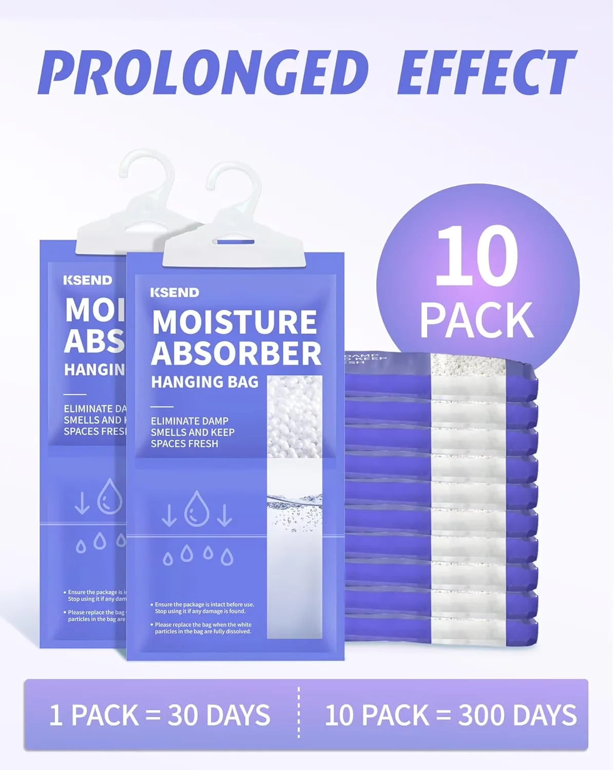 Efficient Dehumidifier with Energy Efficient, 11.8'' x 6.3'', Moisture Absorbers 10 Pack - Model AE8E06