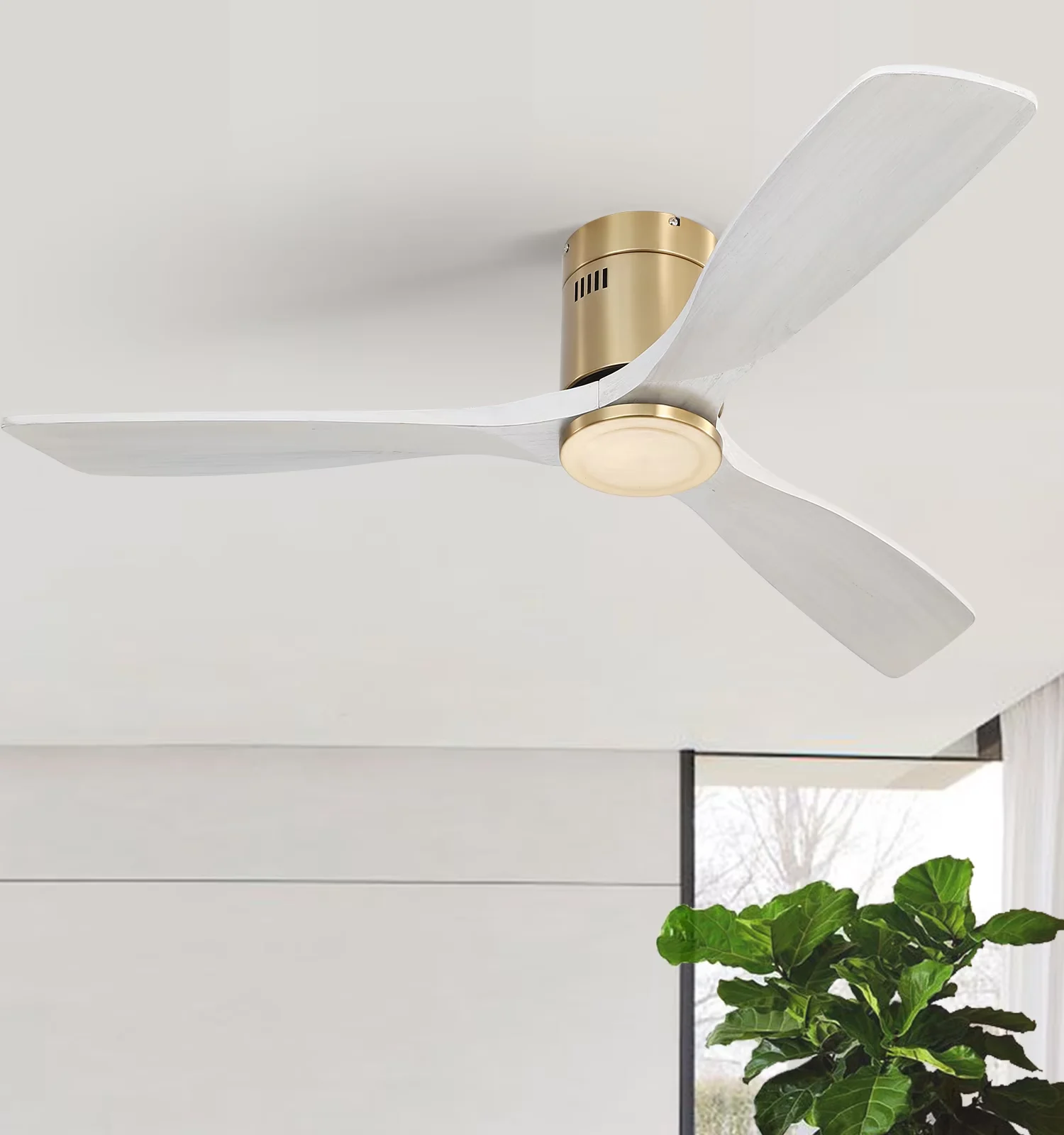 Professional Ceiling Fan with Remote Controlled, Modern, 52" Flush Mount Fans - White Model C5FB8F