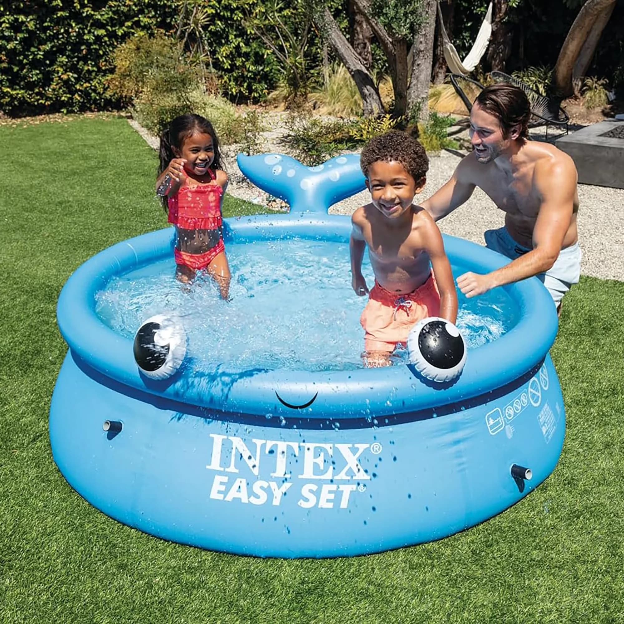 Compact Inflatable Pool with Puncture Resistant, Jolly Whale Easy Set 6' x 20" - Blue Model AA92C2