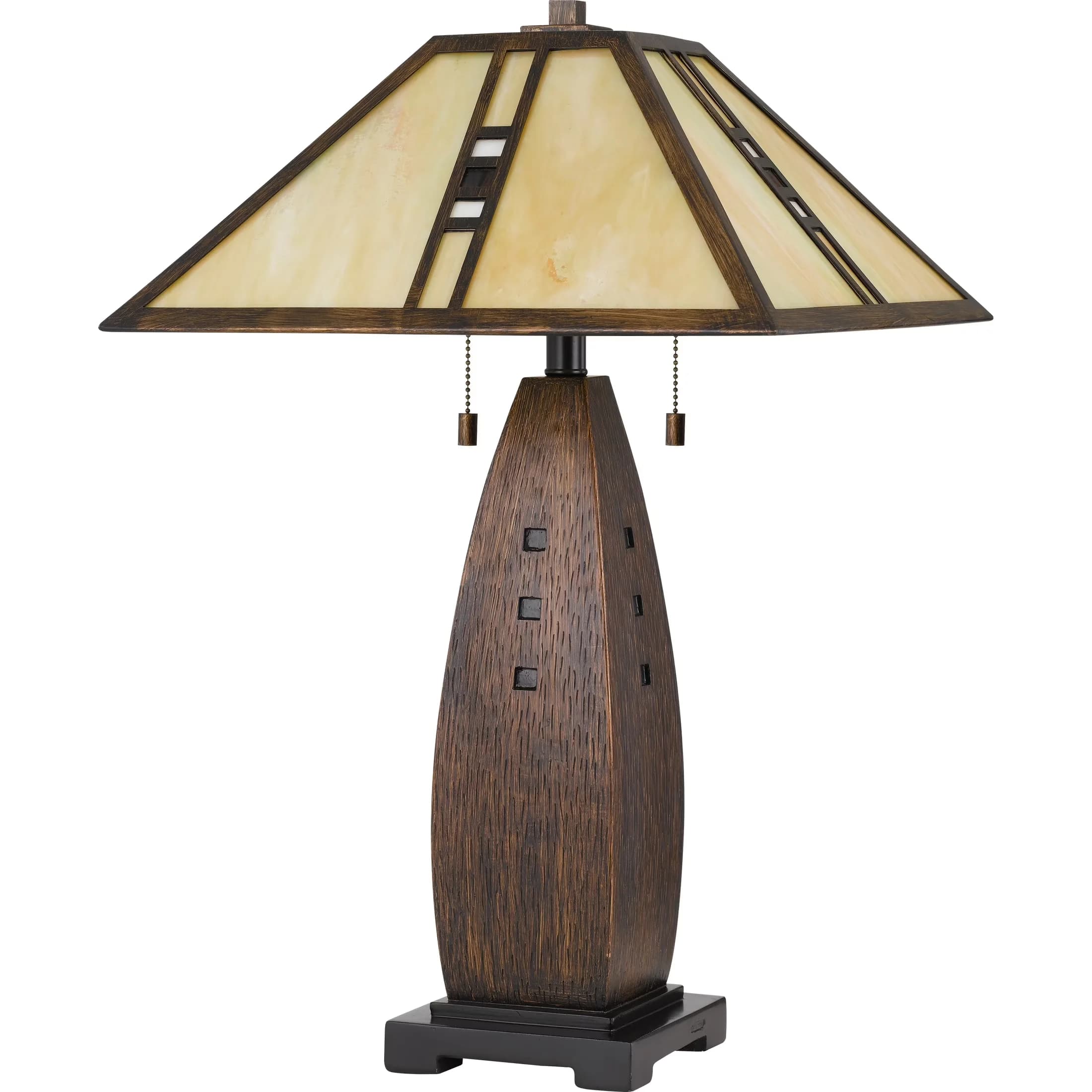Compact Table Lamp with Incandescent, Tiffany Lamps, Transitional - Resin Brown Model EEC032