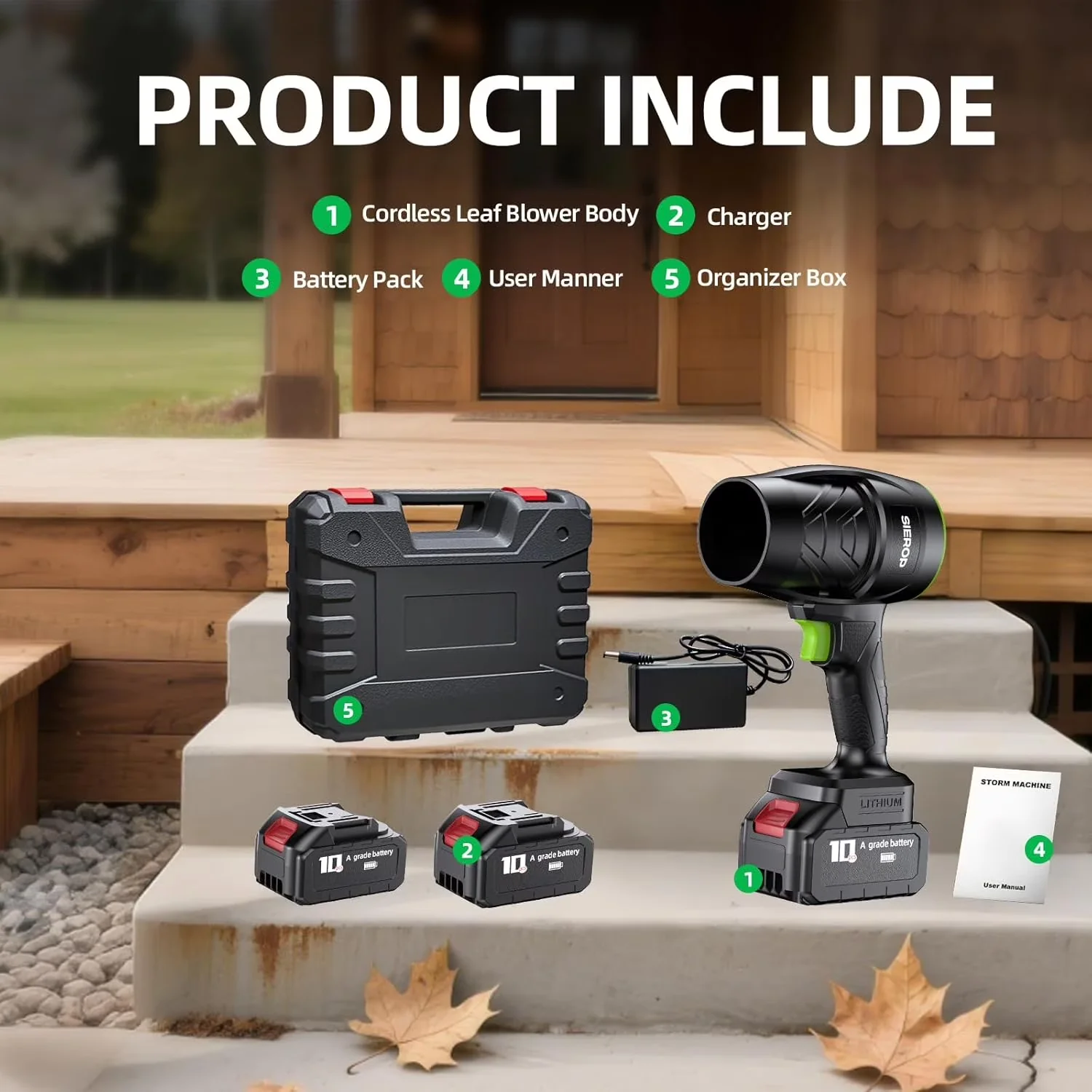 Modern Leaf Blower with Battery, Electric Cordless for Patio - 300000RPM Model B0BAC7