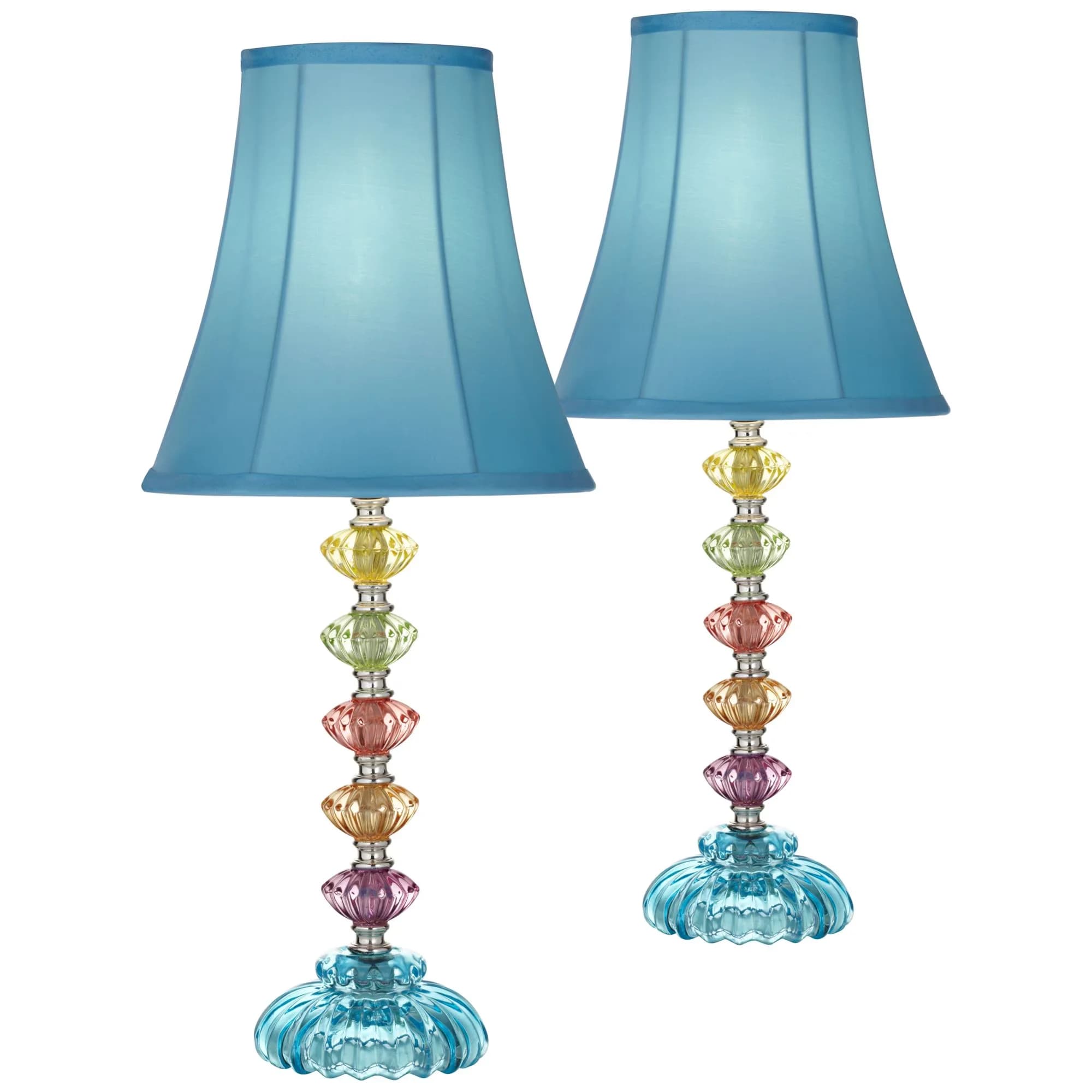 Compact Lamp Set with Incandescent, Contemporary - Blue Glass Bohemian Model EF4B0C