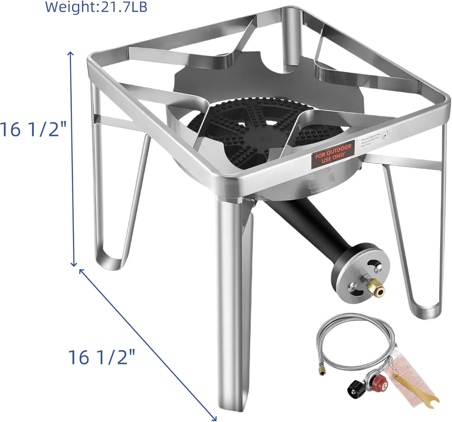 Outdoor Fryer Reliable with Propane Burners, Steamer Rack, Tamale Steamer Pot - Stainless Steel Silver for Outdoor, Home Model 56AB6E